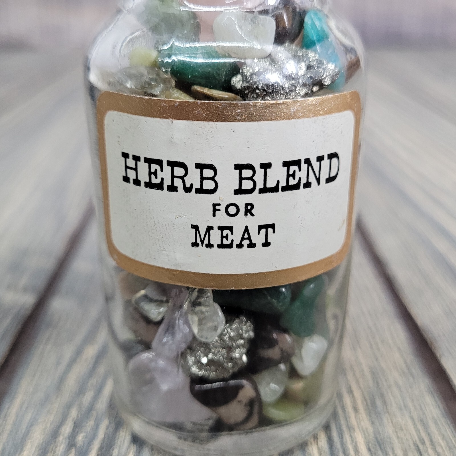 1/4lb Crystals in Vintage Wagner Glass Apothecary Spice Jar Witchy Decor Tumbles