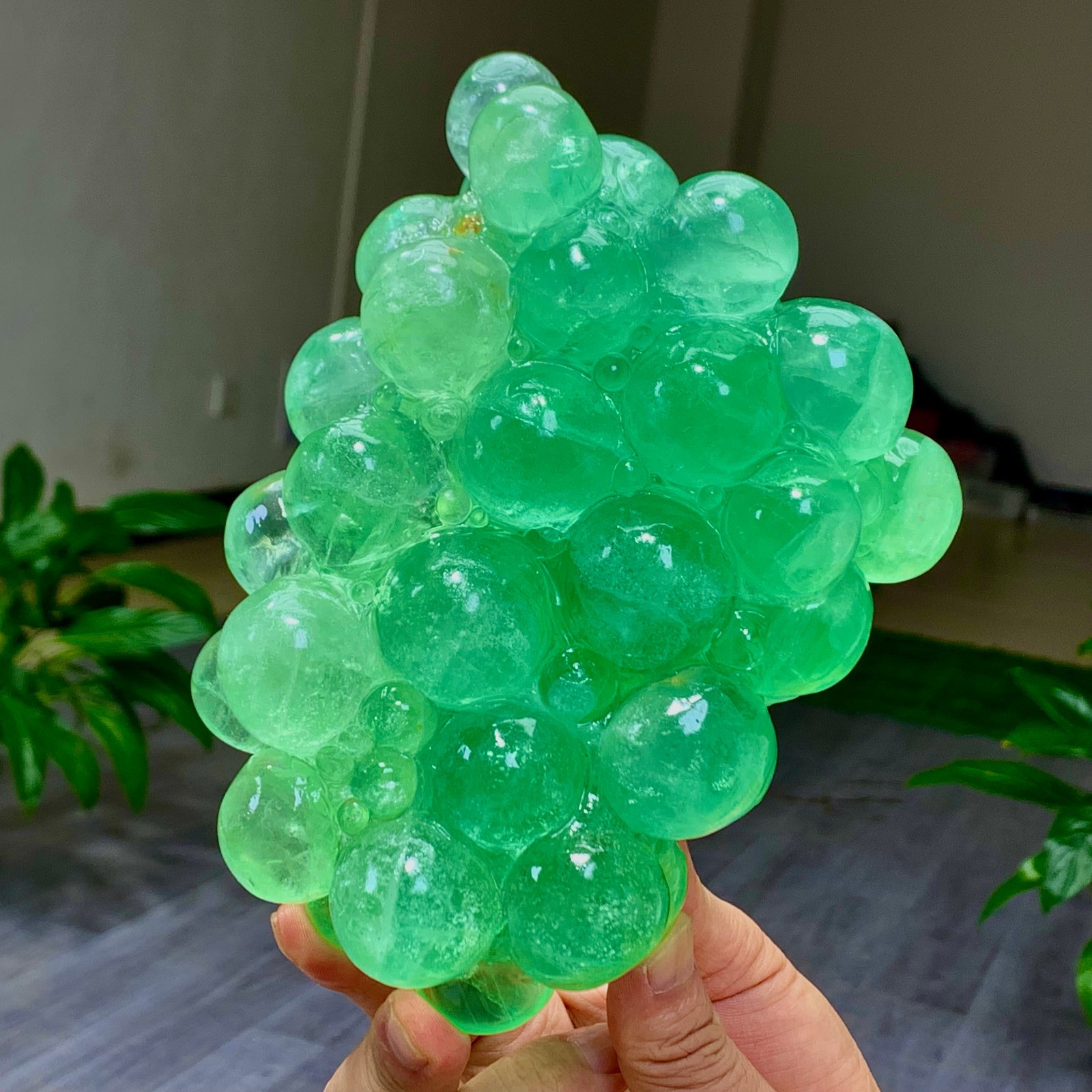 5.18LB Natural green fluorite hand carving grape shape Crystal mineral