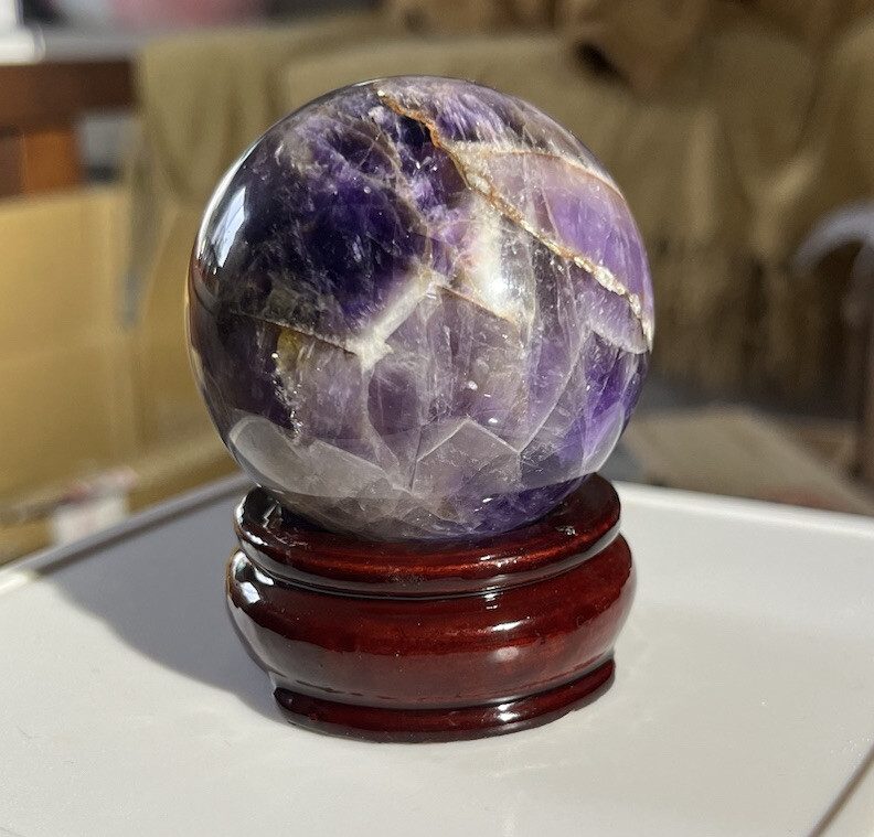 Natural Dream Amethyst spheres approx. 2.25 Inches 258g With Purple banding