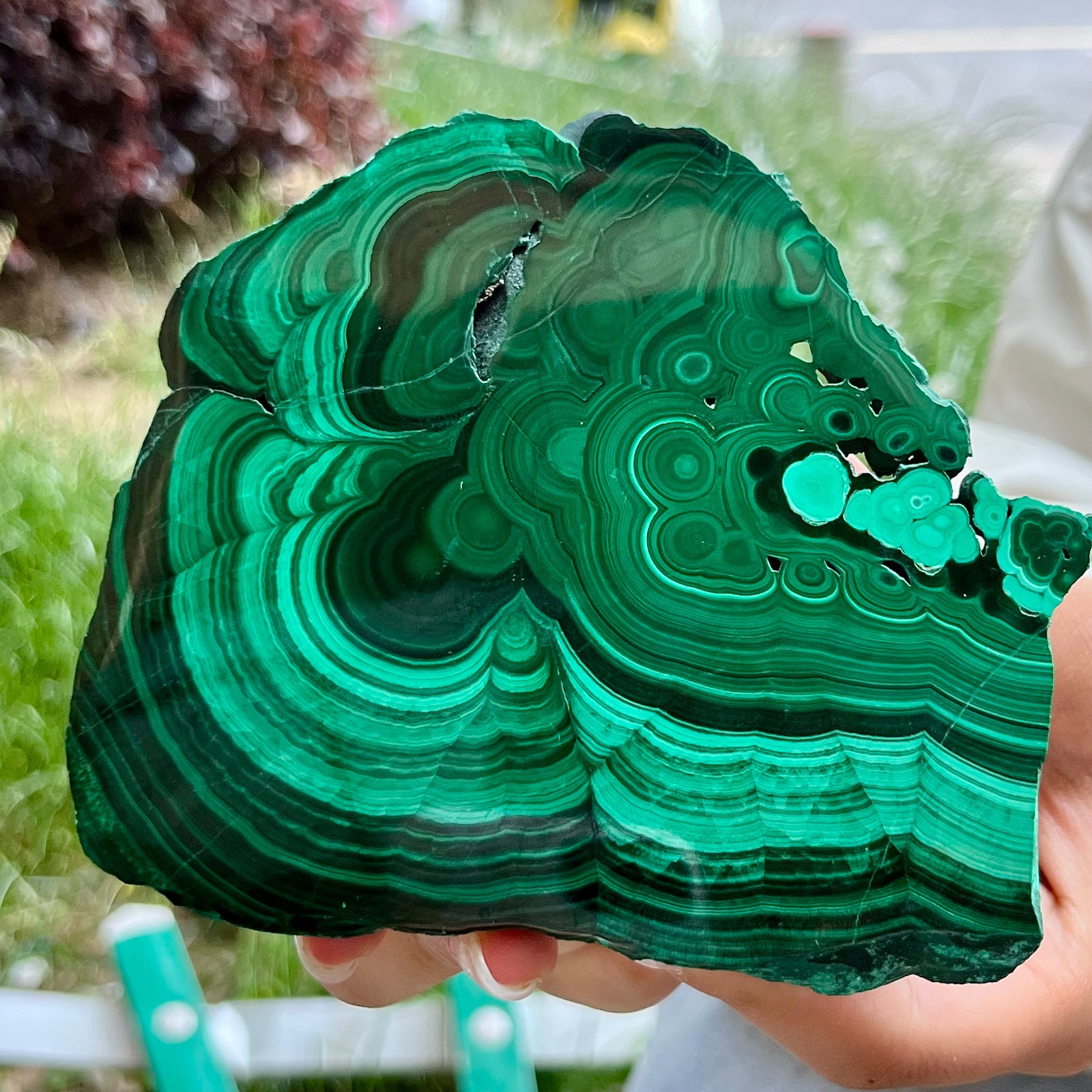 525 g Malachite Polished Slab Green Banded Agate Look Mineral Specimen Reiki