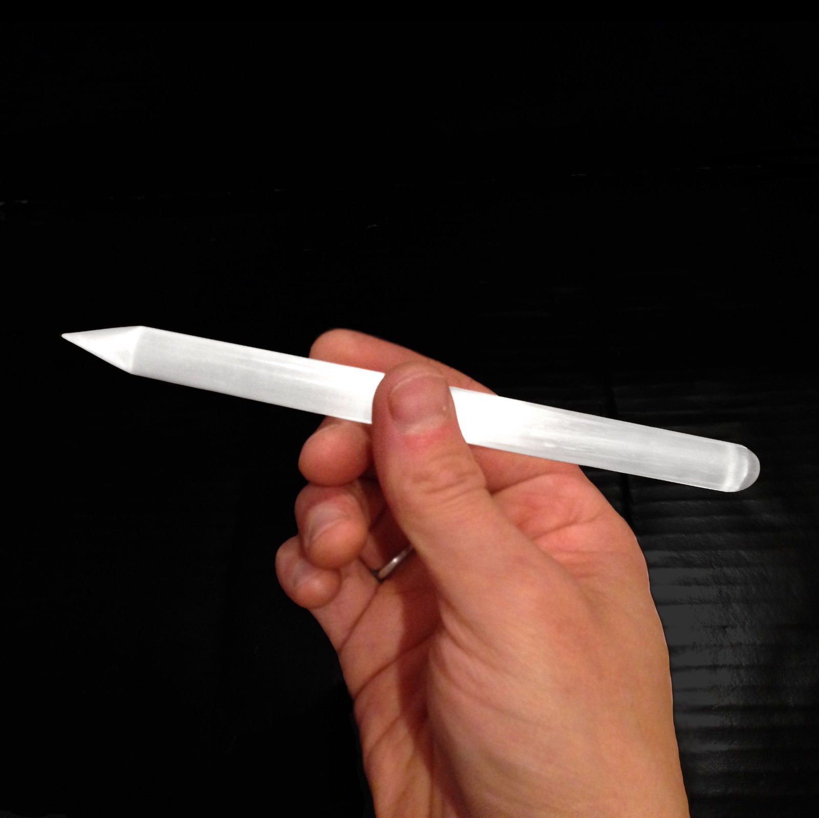 Selenite Crystal Massage Wand ” Polished Pencil Point Tip CHARGED Heal CLEANSE