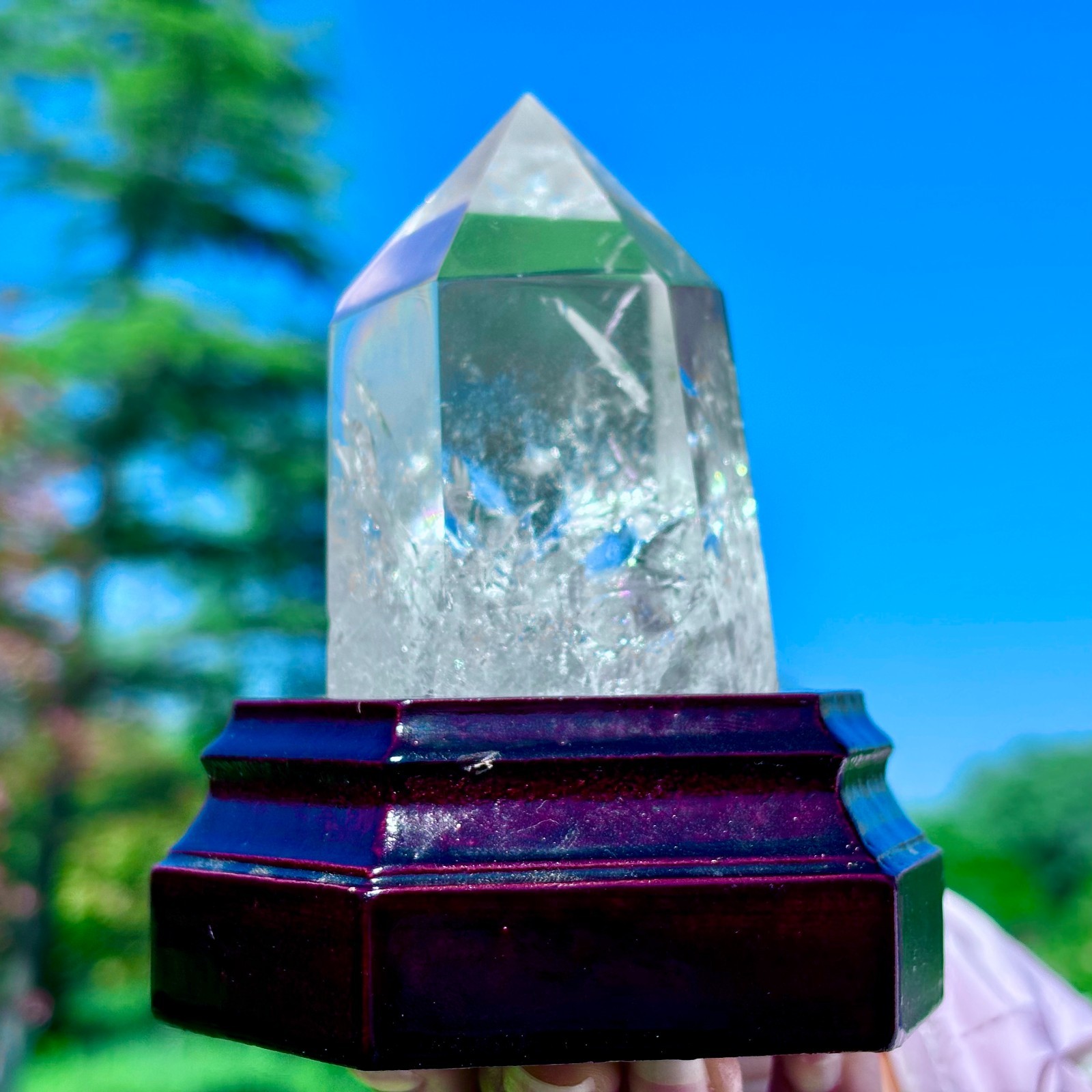 274G Natural Clear White Crystal Obelisk Transparent Quartz Energy Column Reik