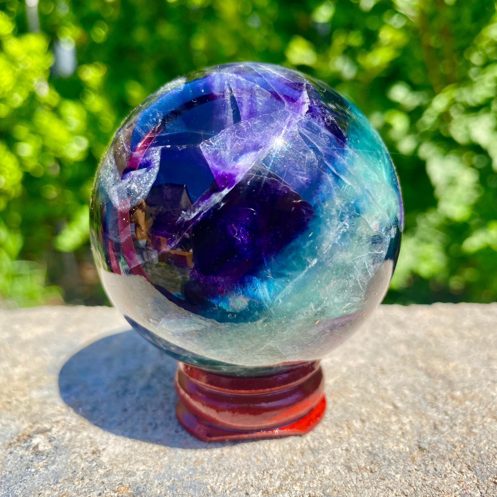 304G natural Green fluorite ball quartz crystal Sphere Reiki energy healing