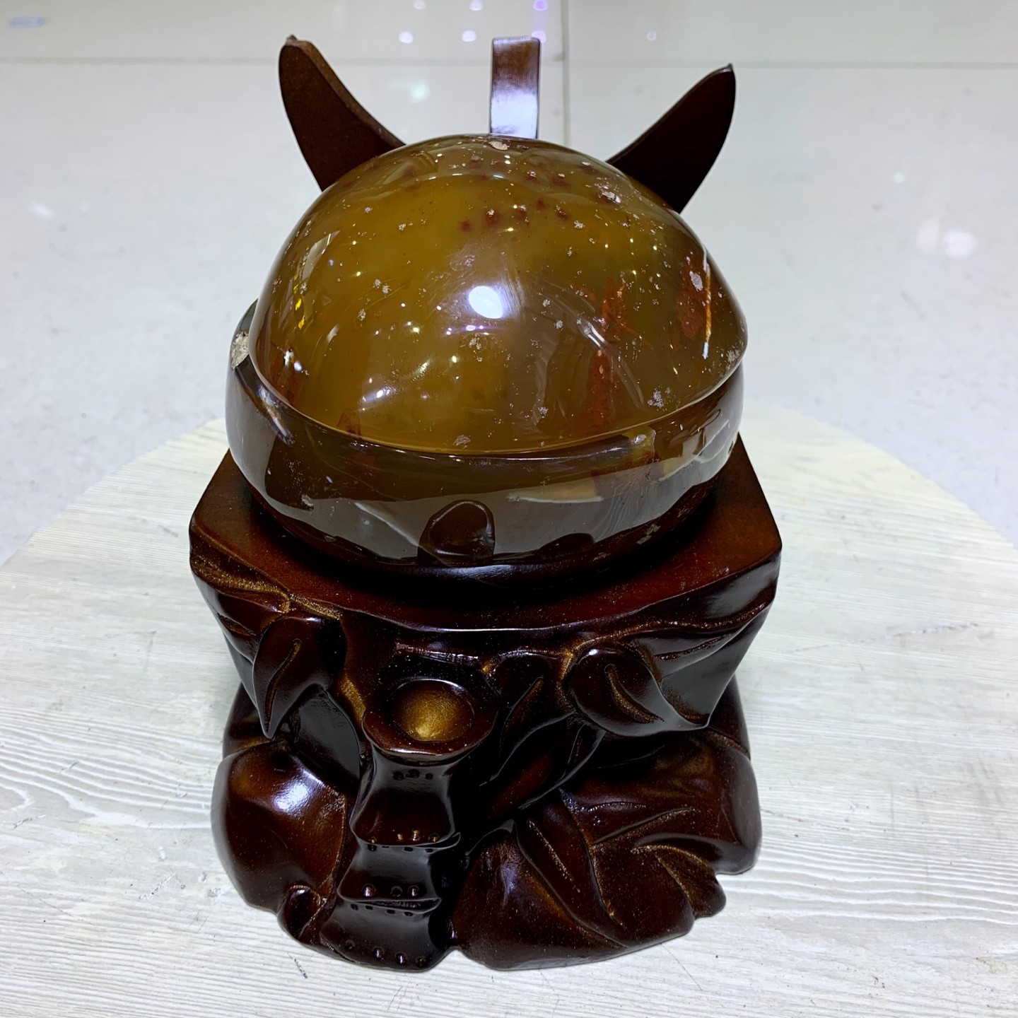 Agate Amethyst Crystal Geode Treasure Bowl with Wood Stand Healing Decor