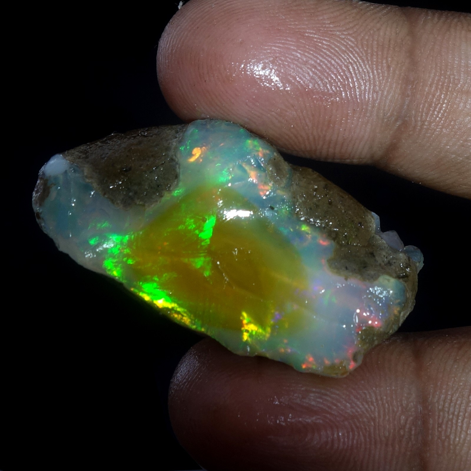 AA+ Ethiopian Oli Opal Rough Entreated Welo Opal Multi Fire Color Flash 52.40Cts