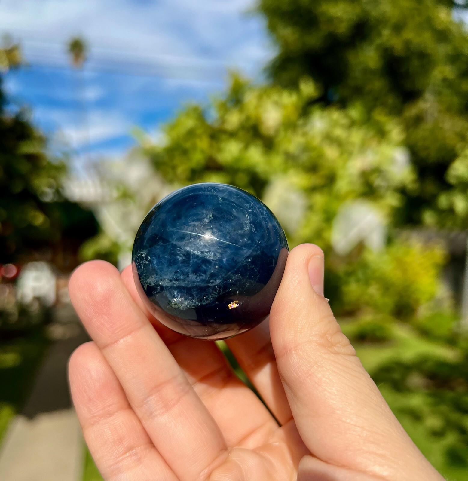 Deep Blue Fluorite 40mm Sphere/Ball