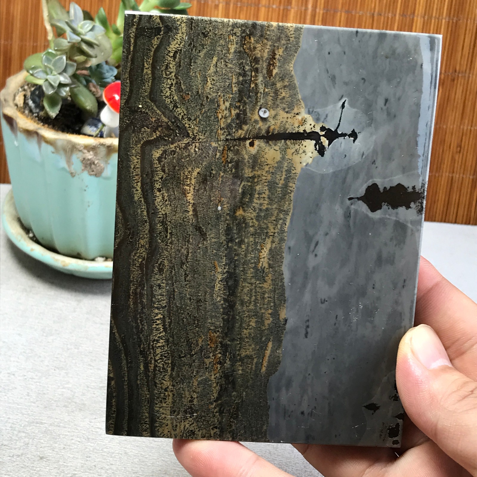 290g Natural Chinese painting stone crystal ornaments for home decoration A6423