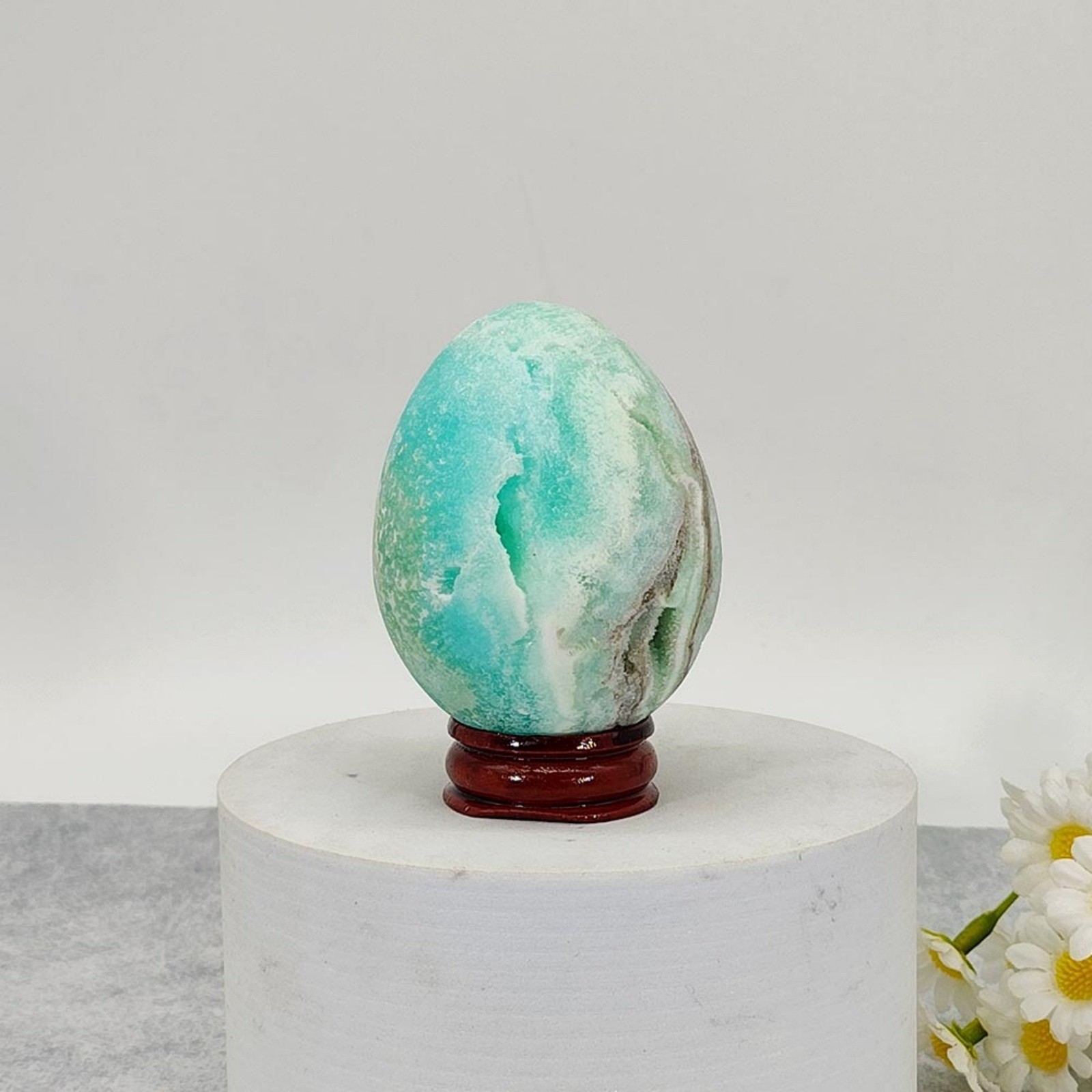 Natural Hemimorphite Crystal Egg Stone Mineral Specimen Home Decor