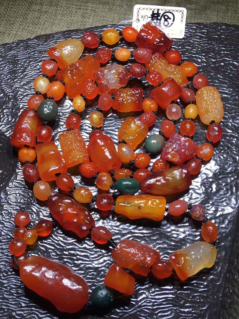 Natural Gobi Multi Color Alashan Candy Agate Stone Pendant Necklace