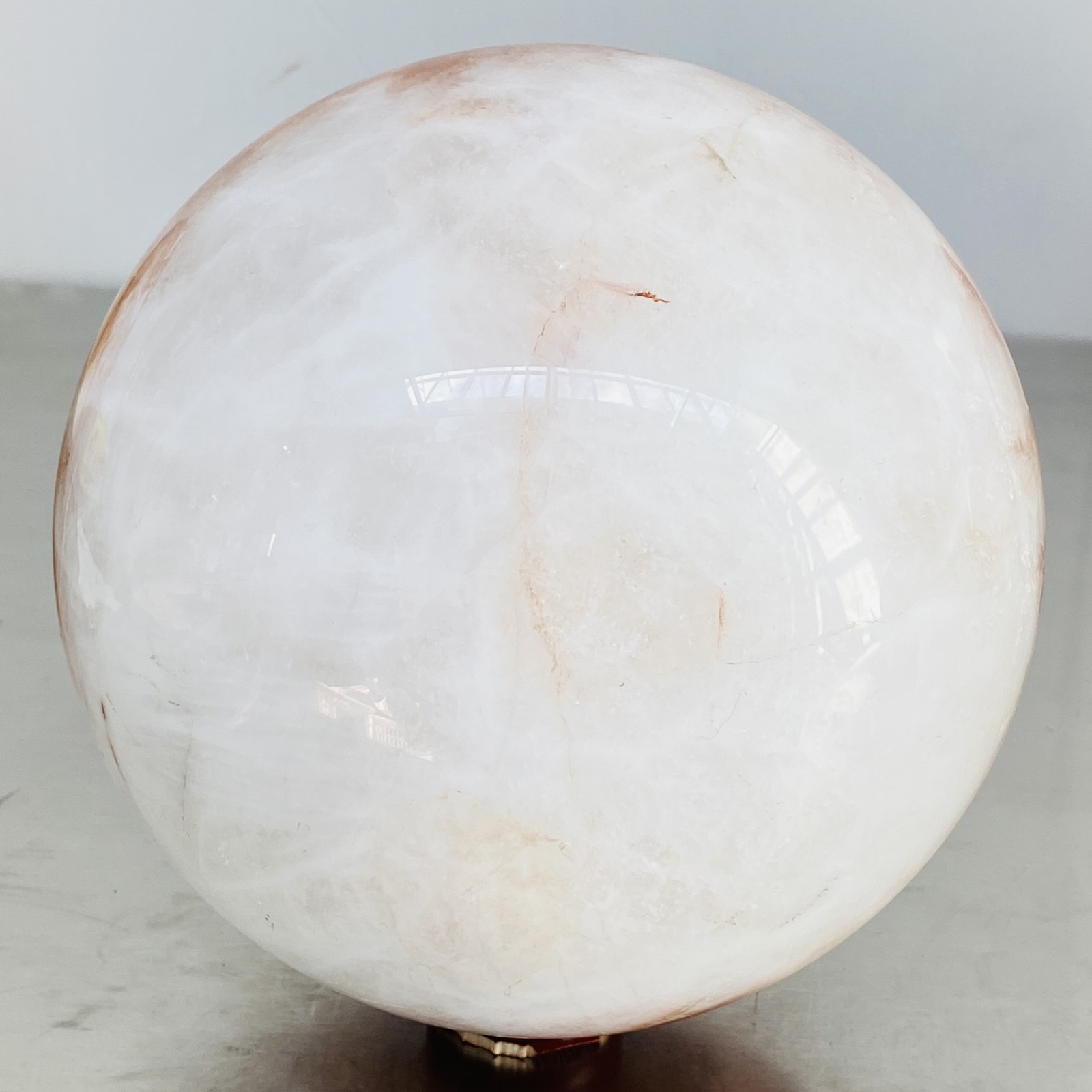 Natural Red Glue Flower Quartz Sphere Crystal Ball Healing 4860G