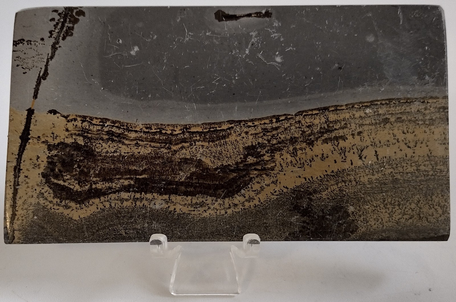Picture Jasper Slab w/ Stand Polished Landscape Stone Display Specimen 188g