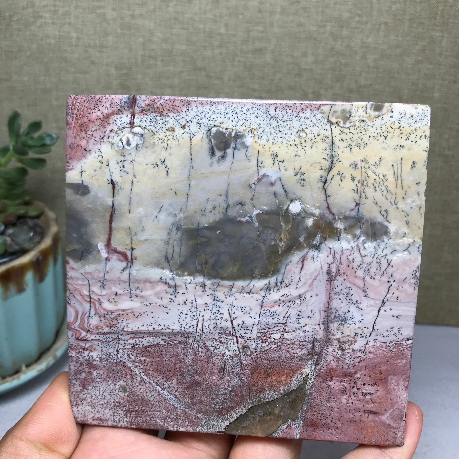 Natural Chinese painting stone crystal ornaments for home decoration 257g A5305