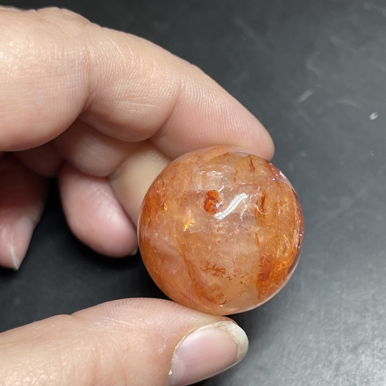 Fire Quartz Hematoid Crystal Sphere Ball Mini Sphere Marble 27.8mm