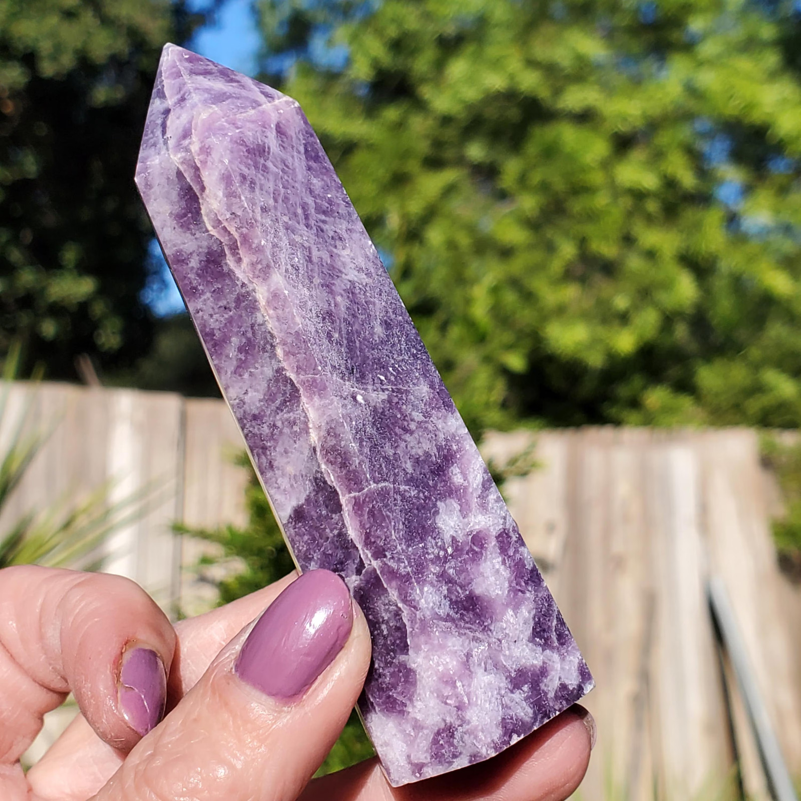 Lepidolite Mica Purple Lilac Point Tower 124 grams