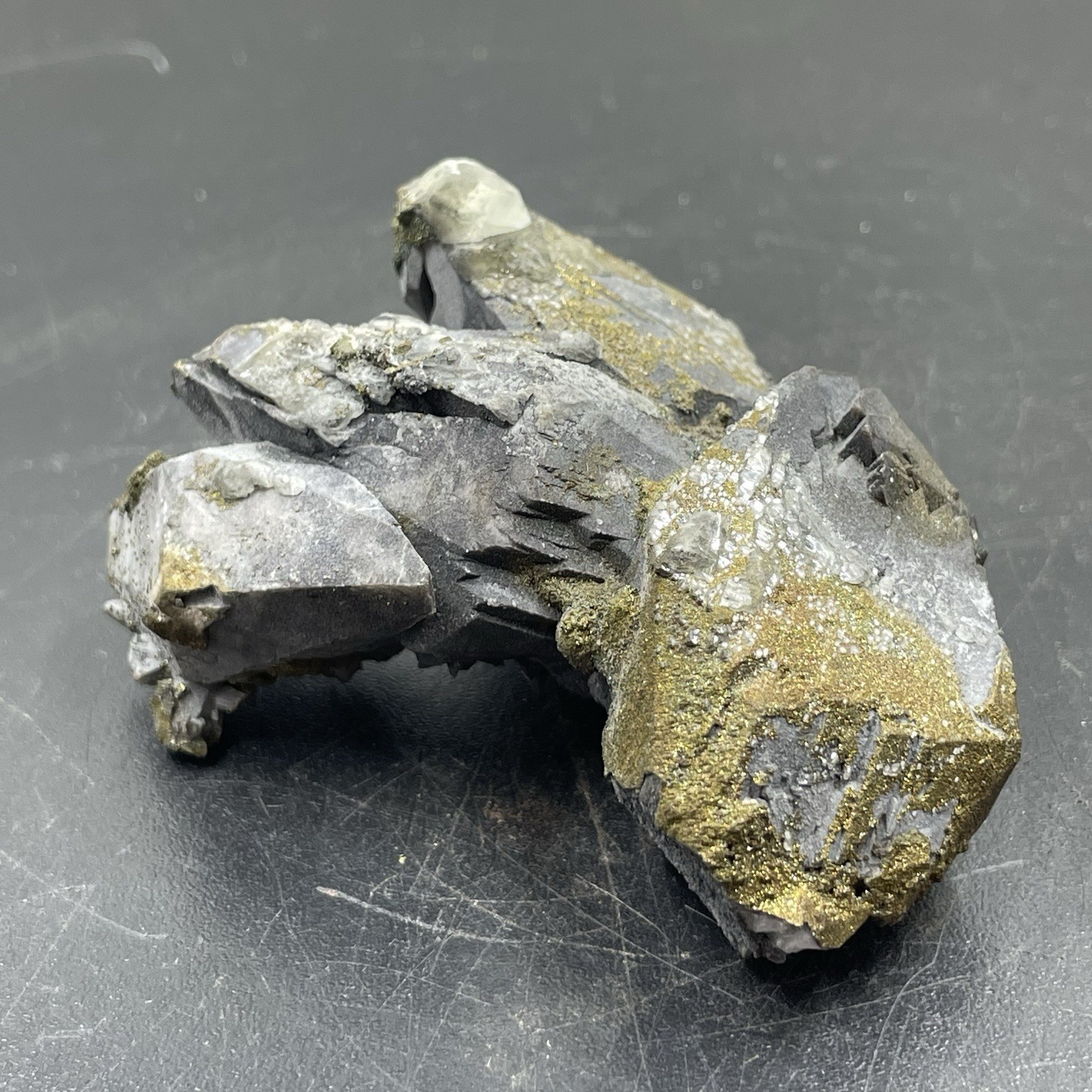 Dogtooth Calcite with Pyrite Crystal Cluster Specimen Mineral