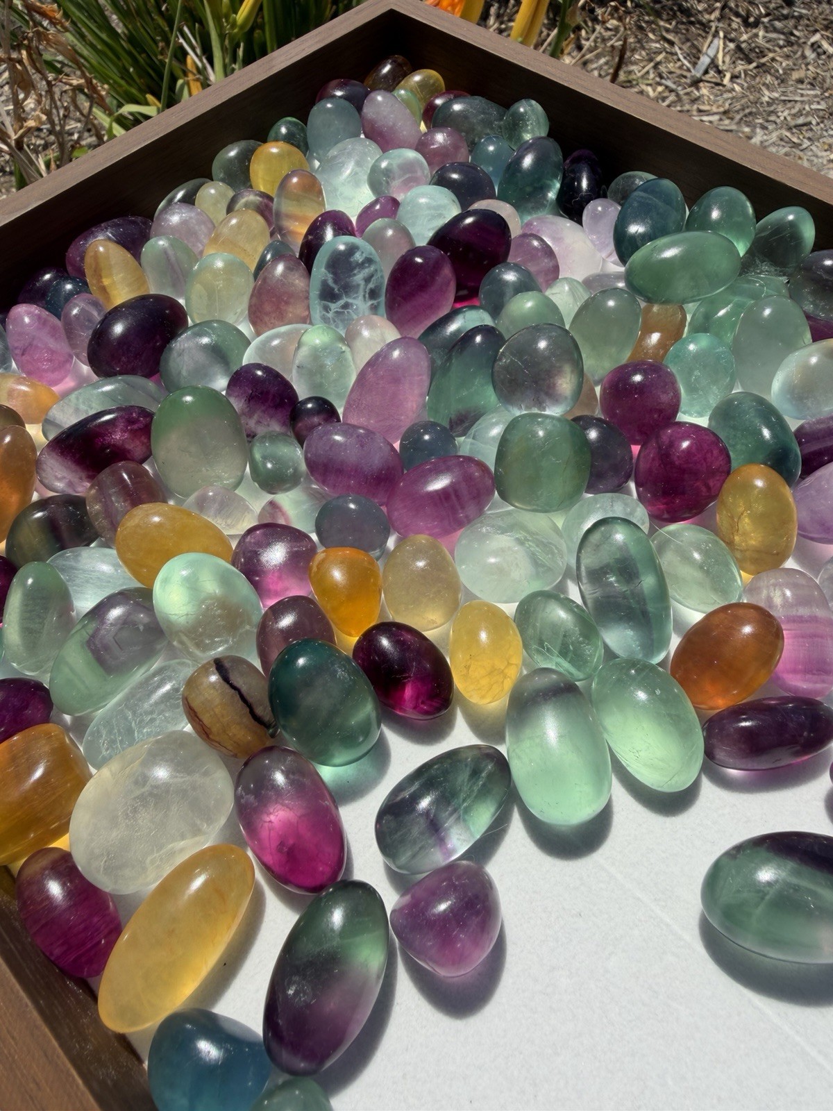100g High Quality Rainbow Fluorite Tumbled Stones Random Mix Polished Pebbles