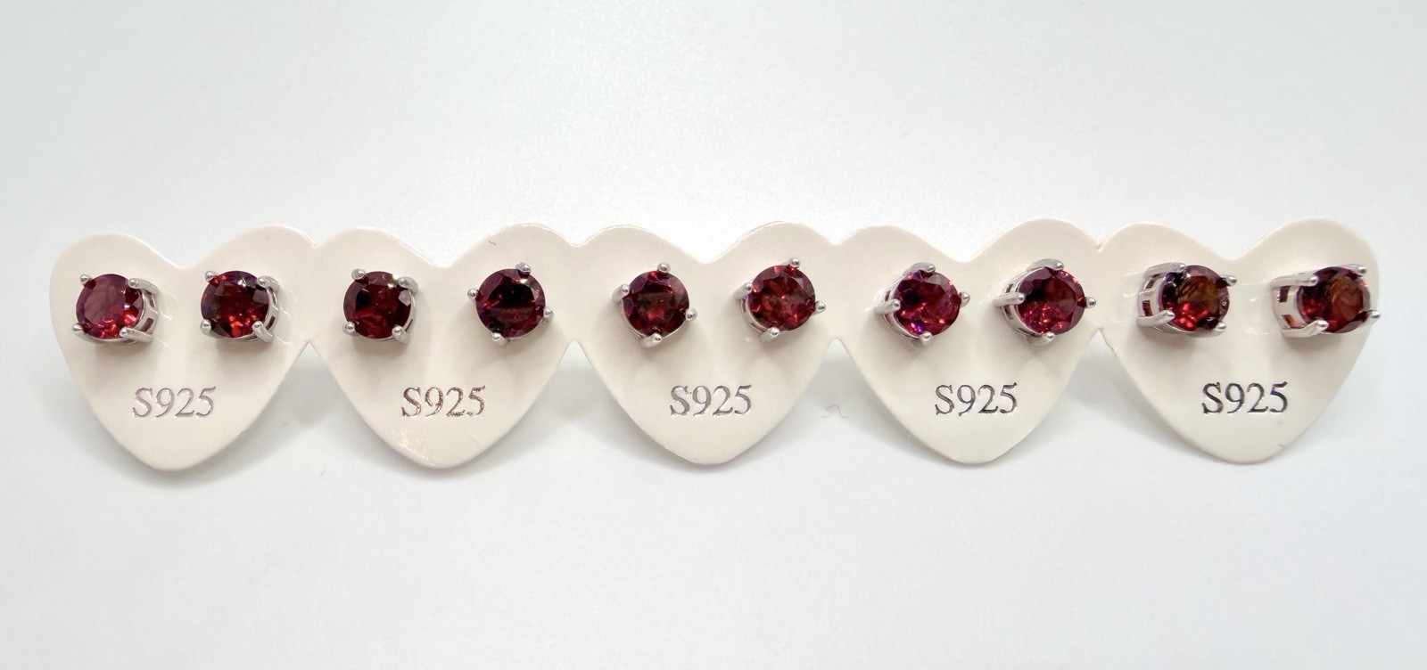 Wholesale Lot 5 Pairs Natural Garnet Earring Stud 6mm