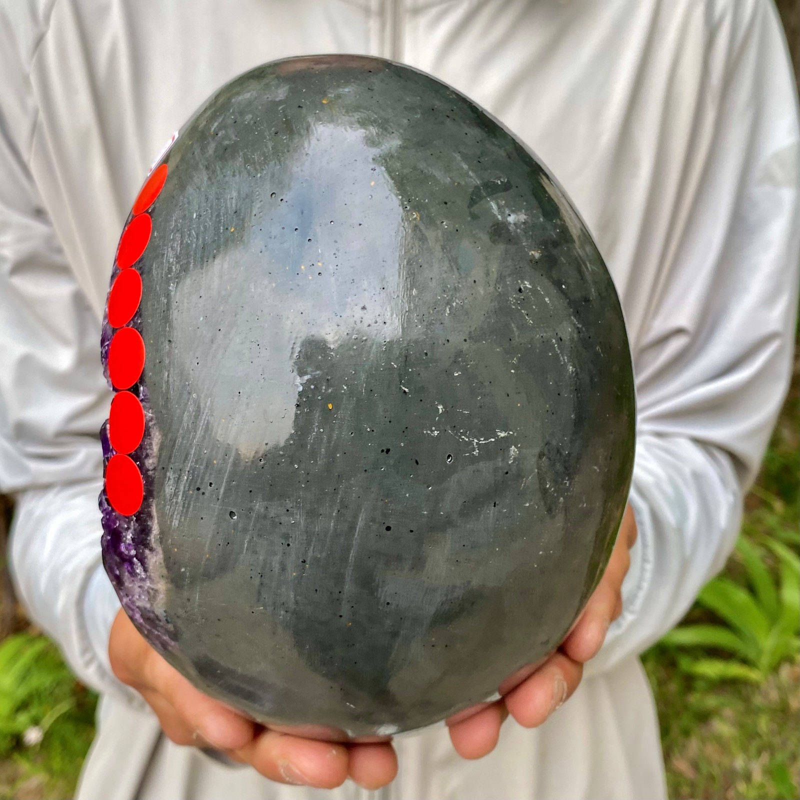 6.59LB High quality Natural Amethyst geode quartz crystal Dinosaur egg healing