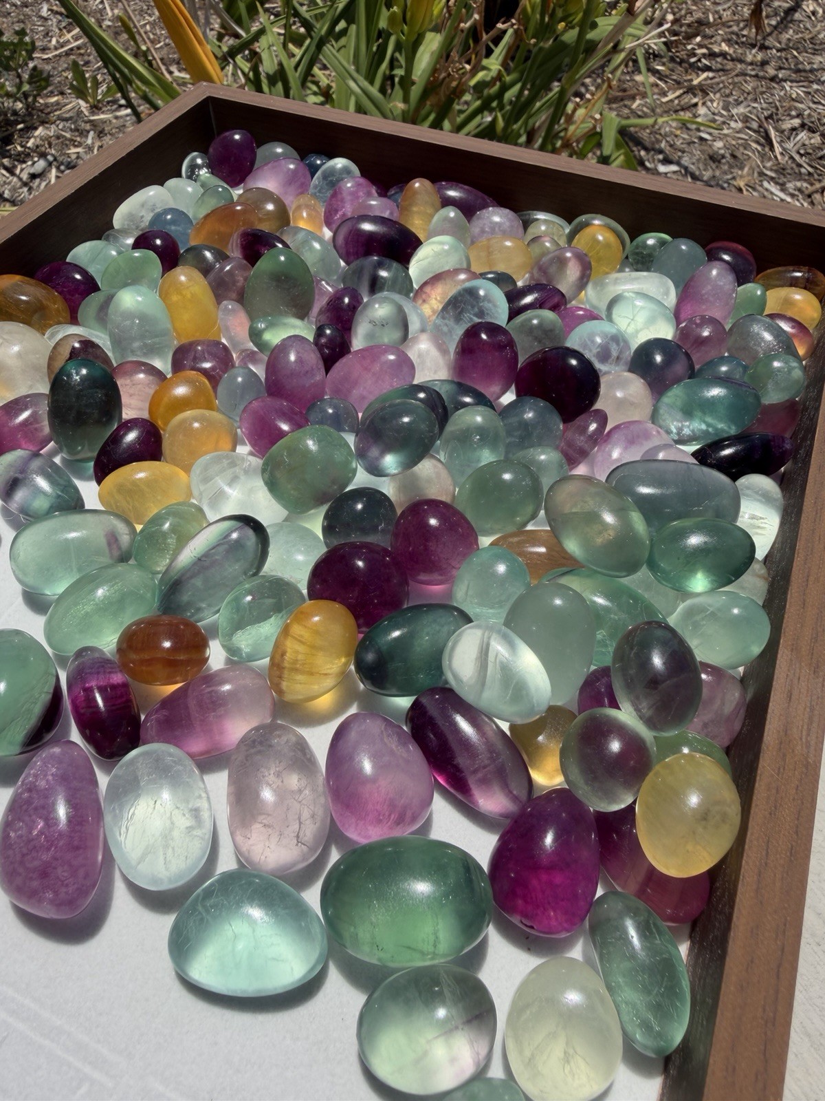 100g High Quality Rainbow Fluorite Tumbled Stones Random Mix Polished Pebbles