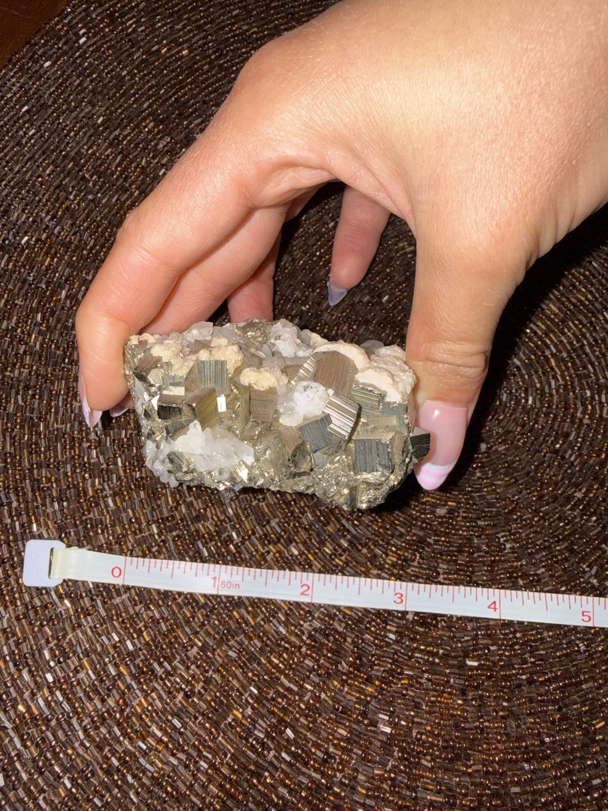 Pyrite Cubes on Quartz Crystal Cluster Mineral Specimen Display Piece 0.99 lb