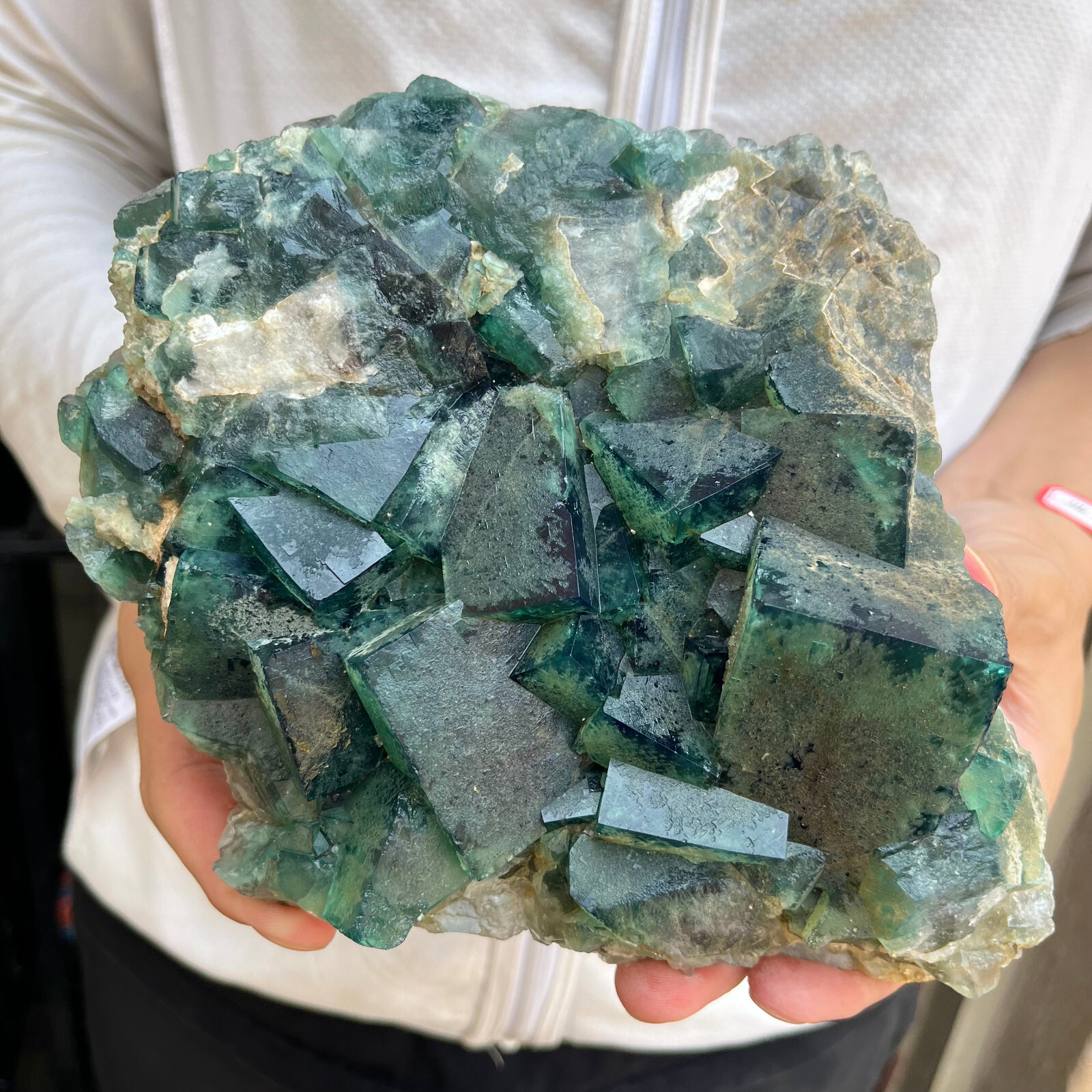6.4lb Large Natural green cubic fluorite quartz crystal cluster mineral specimen