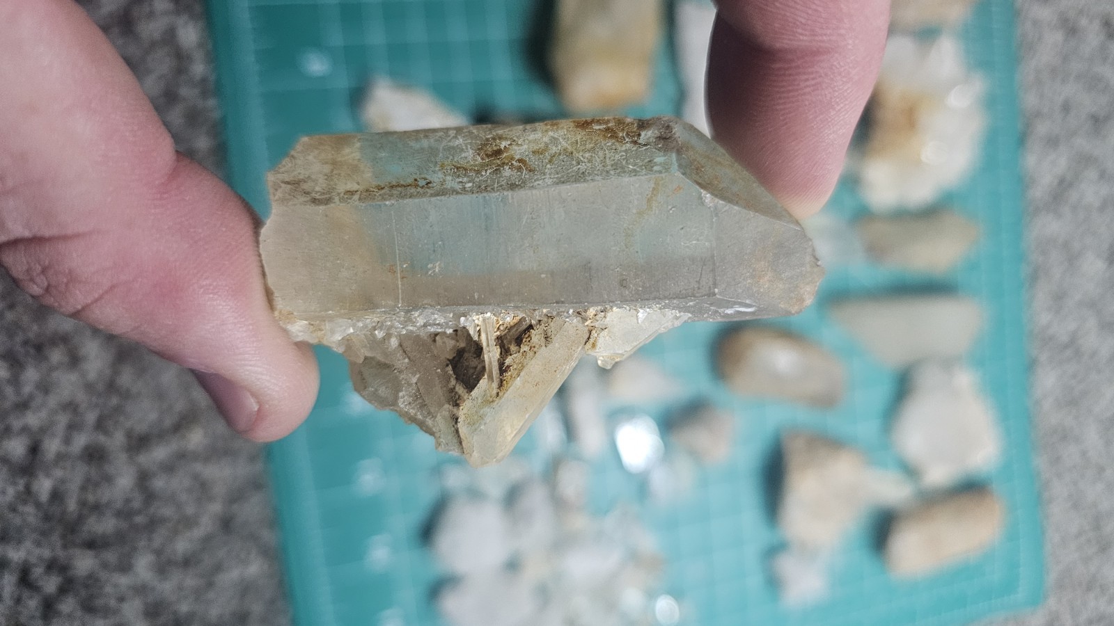 Huge Lot Of Quartz Crystal Points And Clusters. Iron Stained.