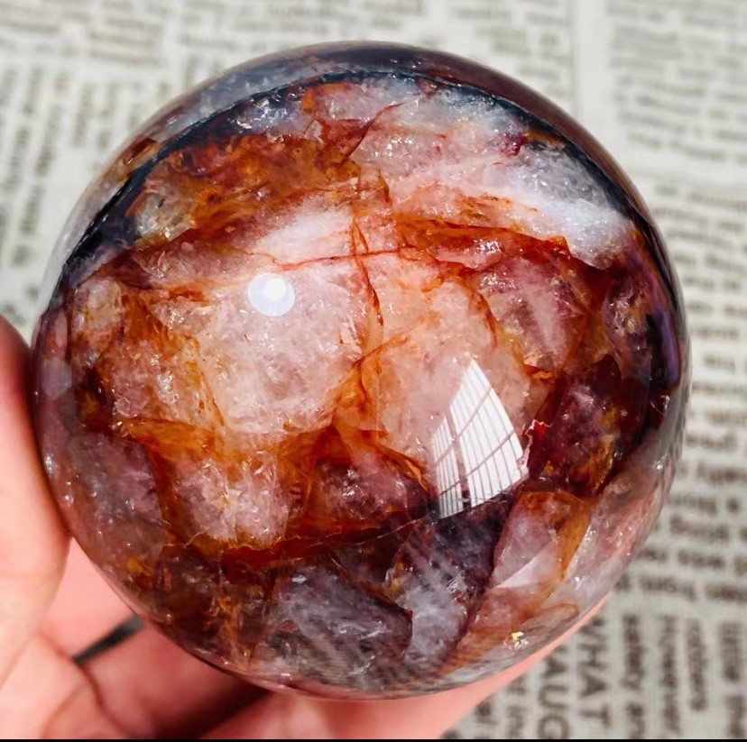 422g Natural Red Gum Flower Ball Crystal Sphere Specimen Energy Healing Reiki