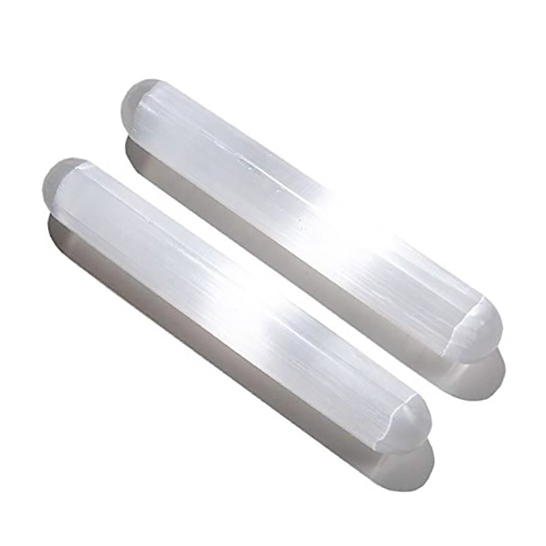 Selenite Crystal Massage Wand 6.5″ Smooth Polished Round Heal Reiki CHARGE Prote