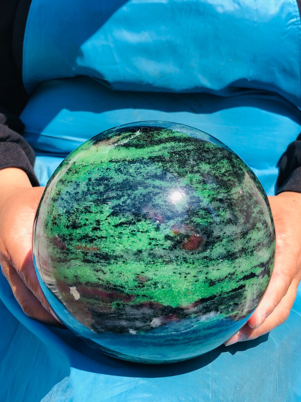 12.29 LB Large Natural Ruby Zoisite Sphere Crystal Healing Stone Specimen 5157