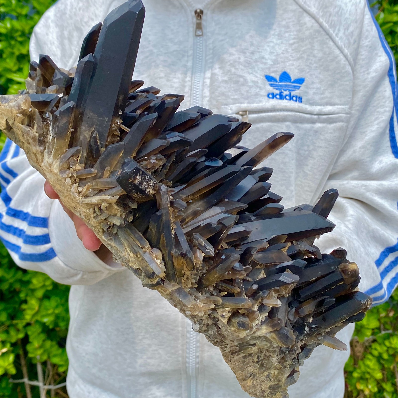 12.7LB Natural Black Smoke Color Quartz Cluster Crystal Specimens Mineral Heali