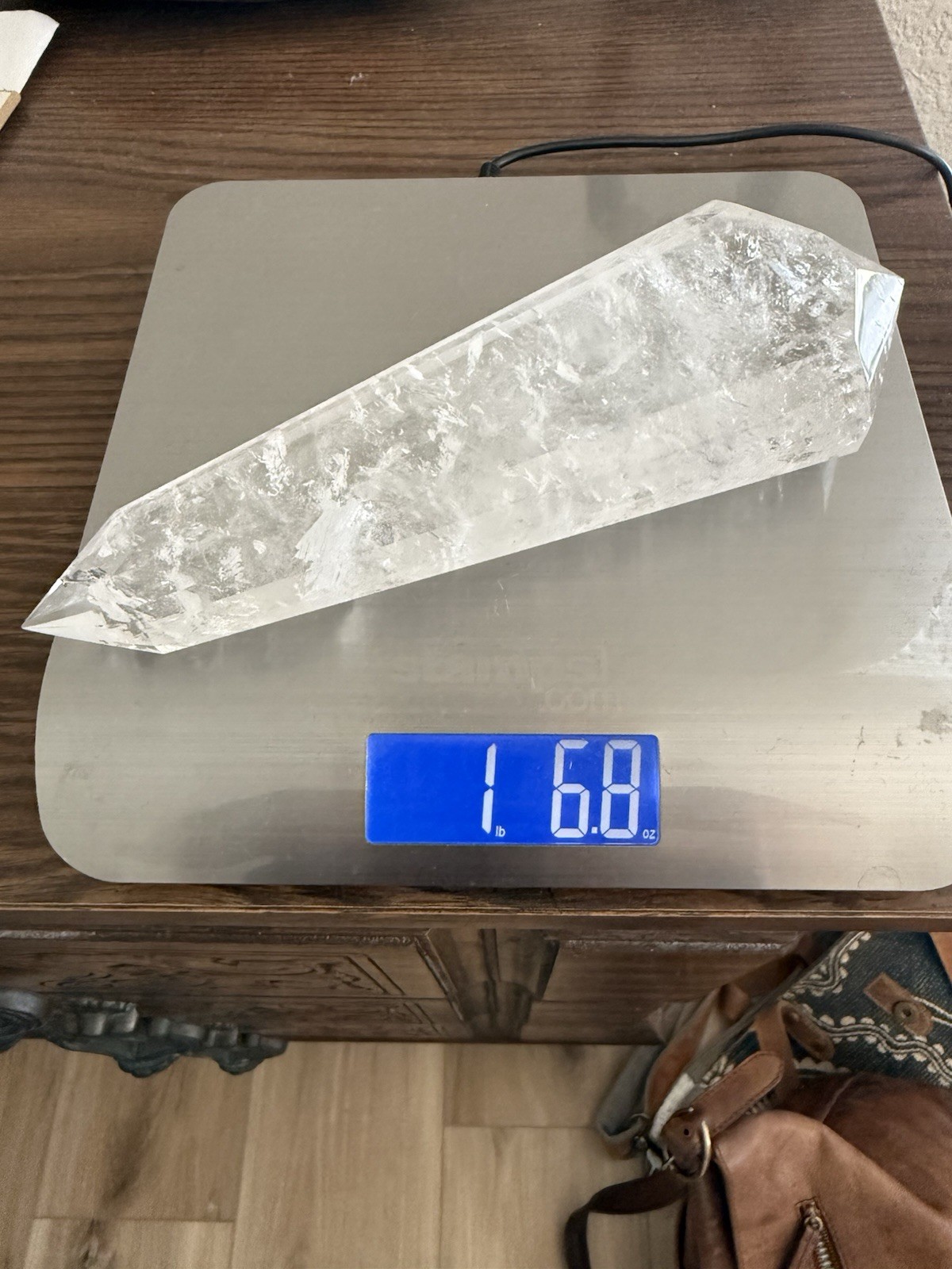 HQ Large Brazil Clear Quartz DT Vogel Double Terminated 1lb 3oz 7 1/2In Crystal