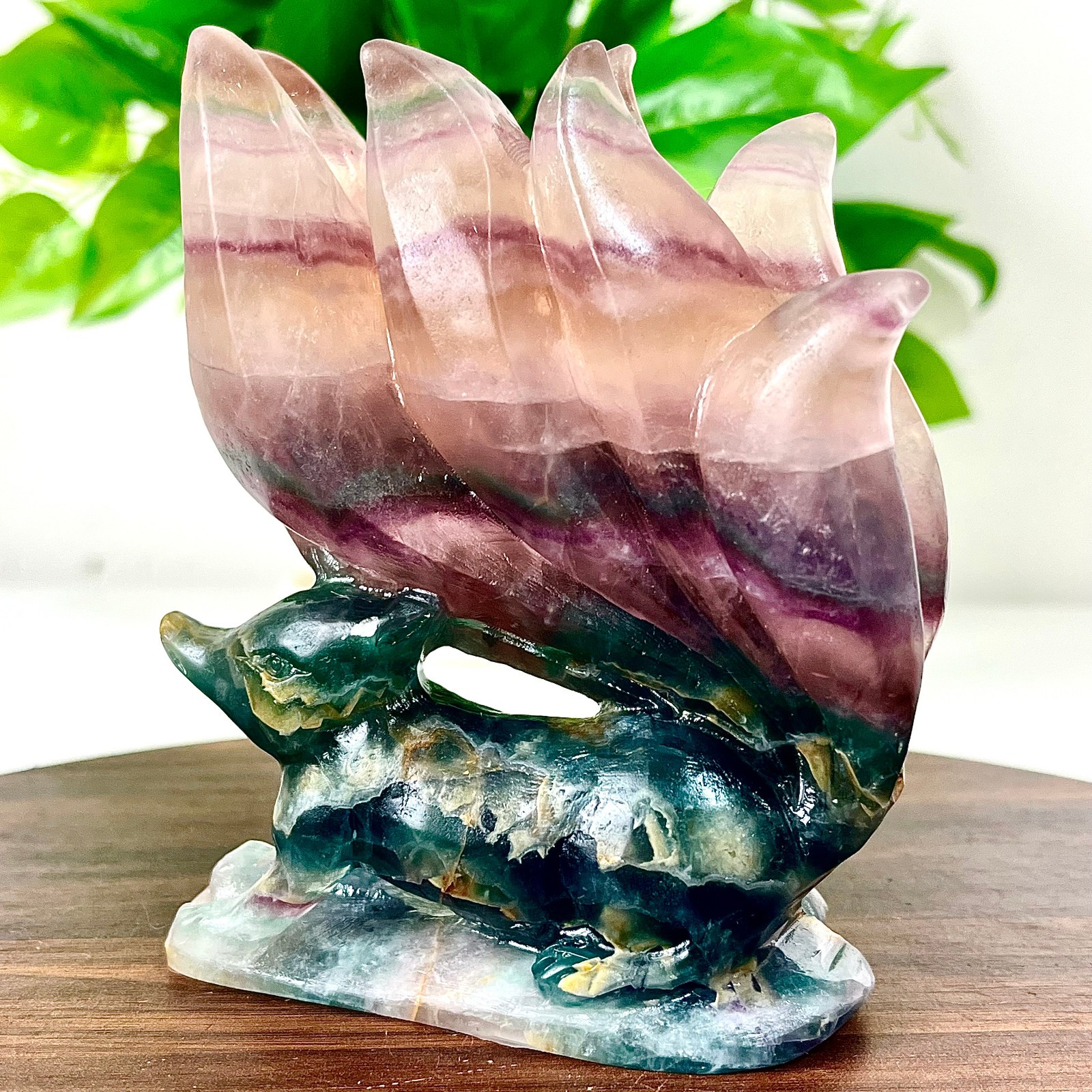 2.05LB Natural fluorite quartz products, hand carved and polished spiritual orna