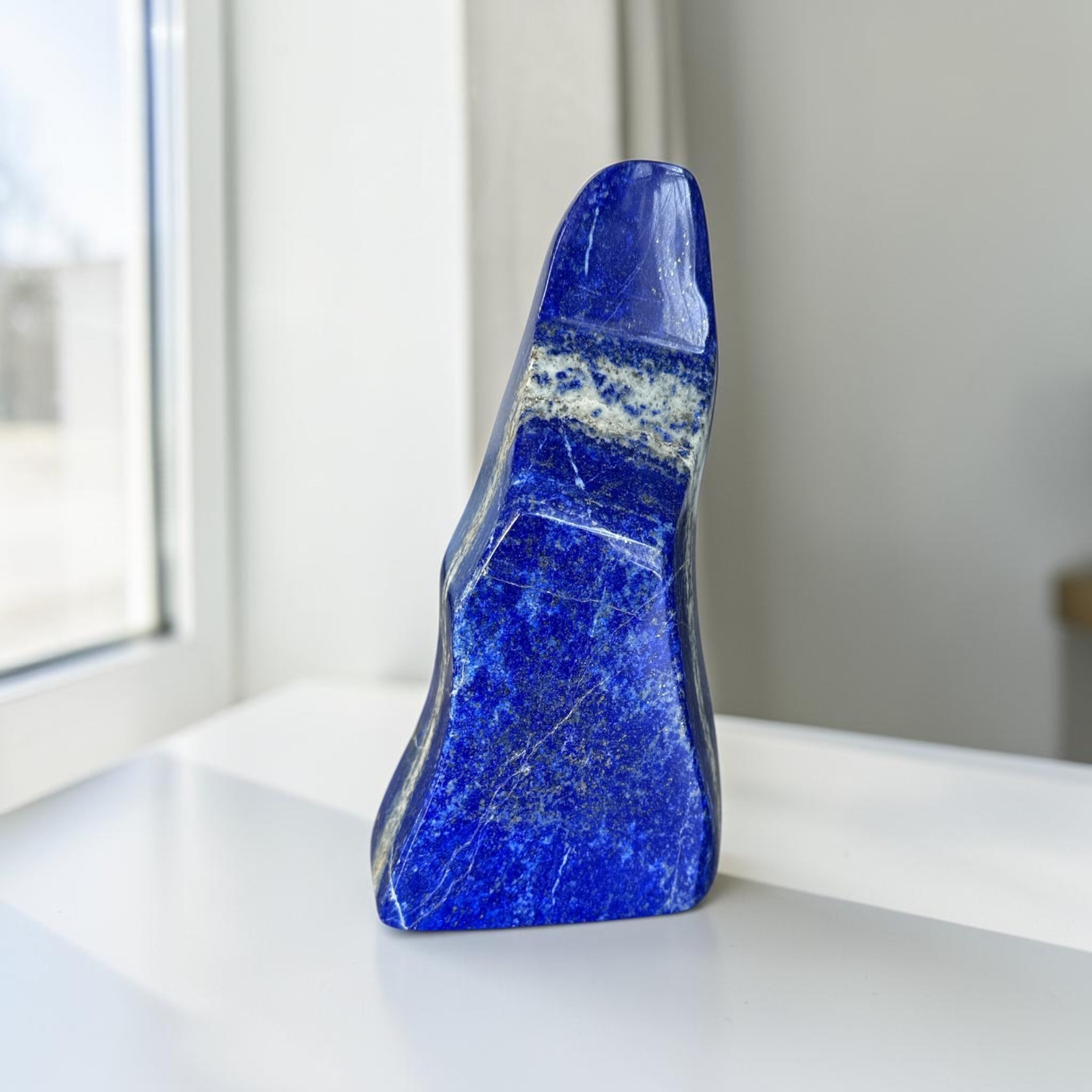 Polished Lapis Lazuli Freeform Display Stone – Afghan Blue Crystal Home Decor
