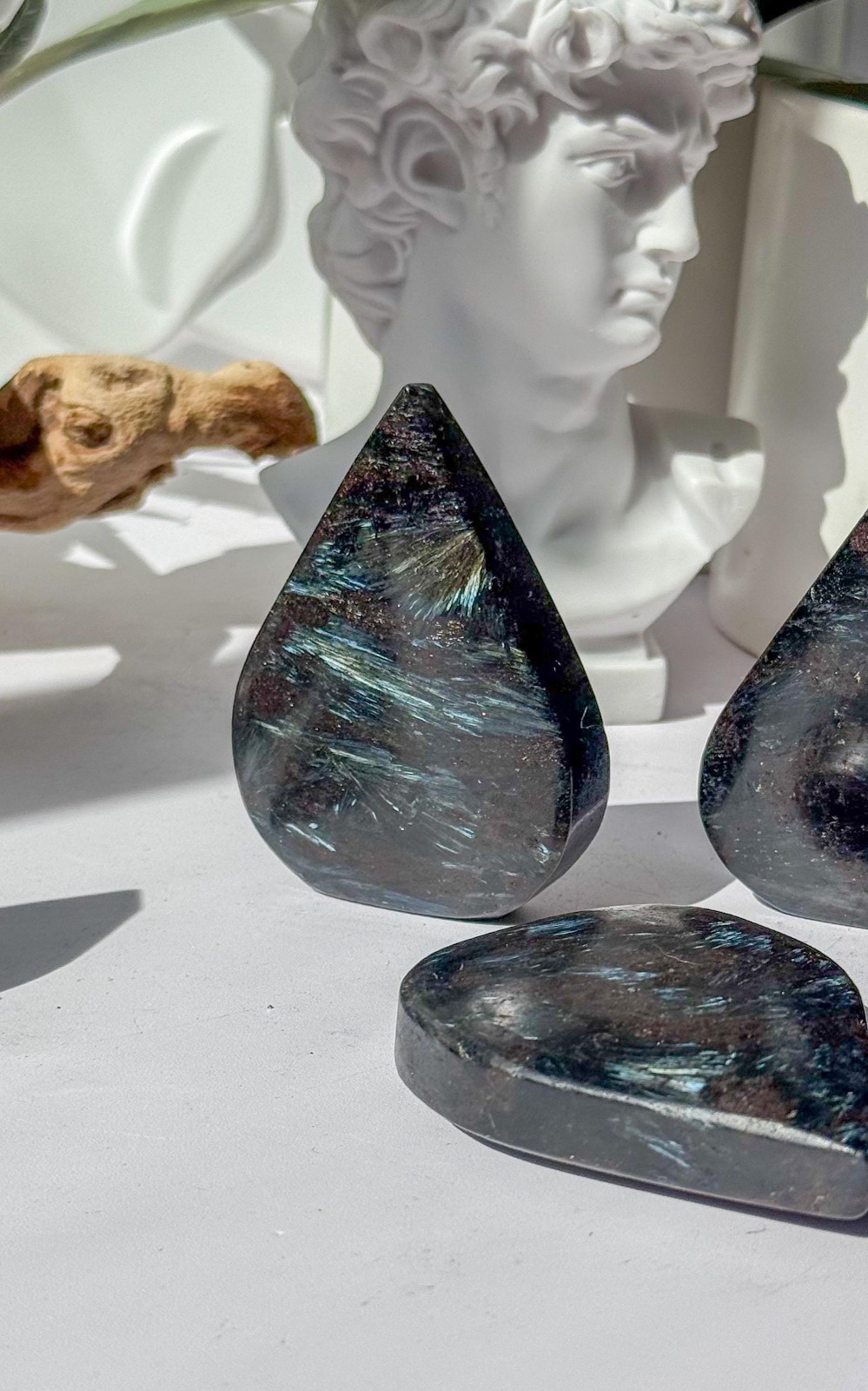 Natural Arfvedsonite Flame Crystal Polished Stone Decor Free US Shipping