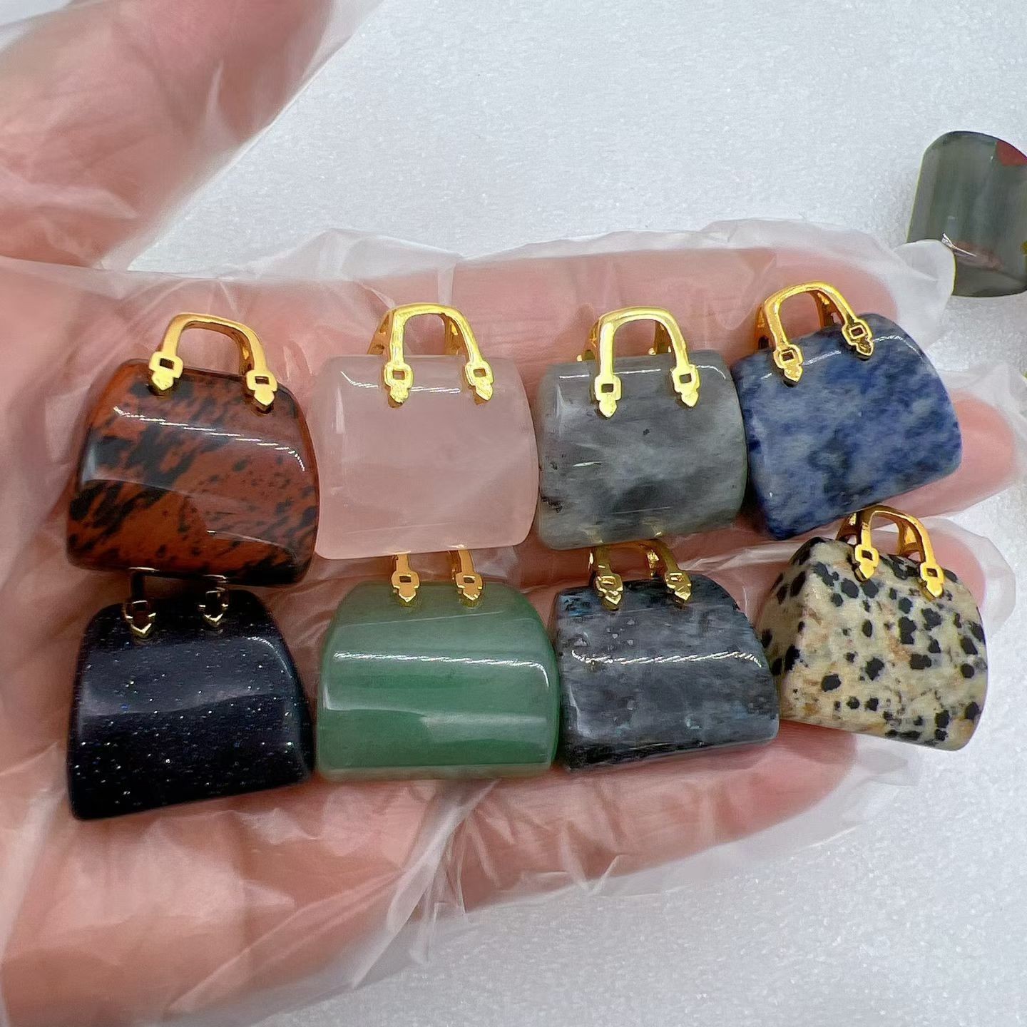 10pc Natural Mixed quartz Carved Small bag crystal reiki healing gift Random