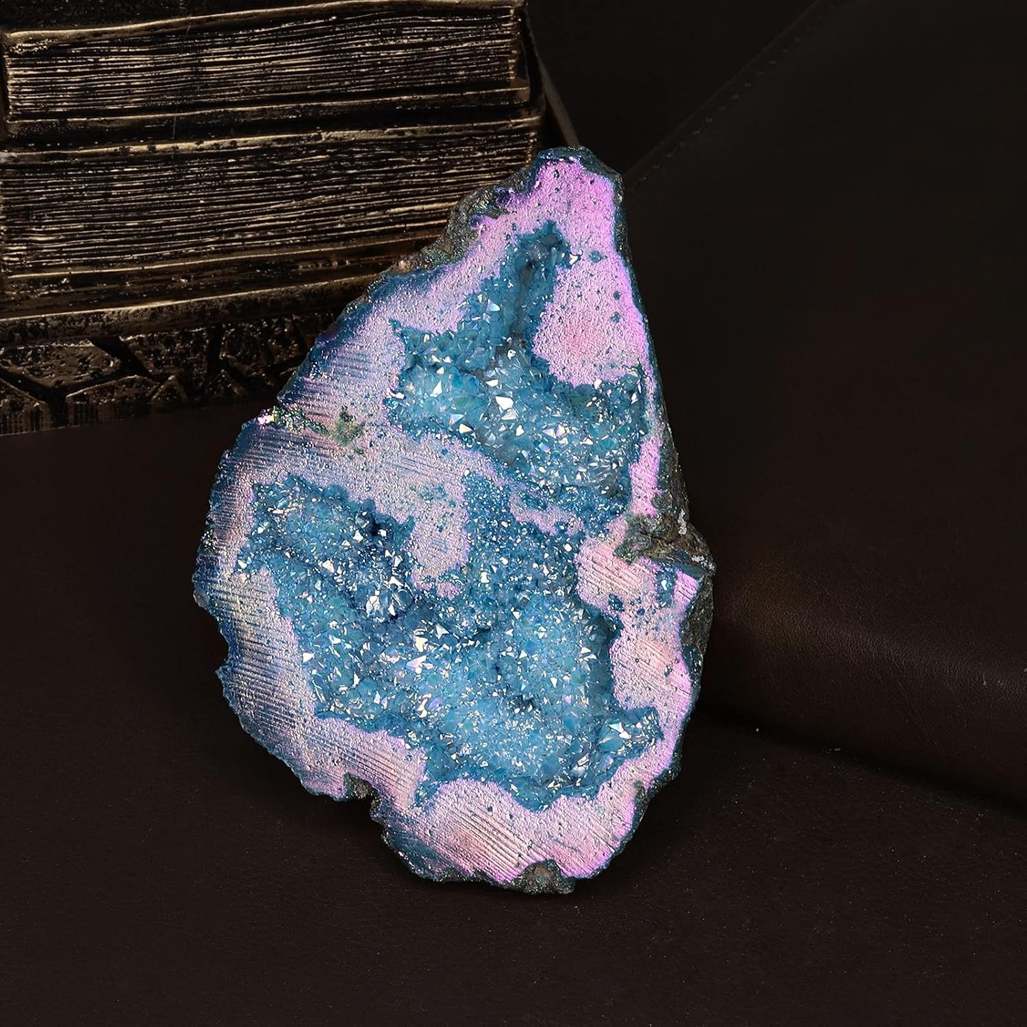 Elegant Quartz Geode Cluster with Velvet Bag – Perfect Gift for Crystal Lovers