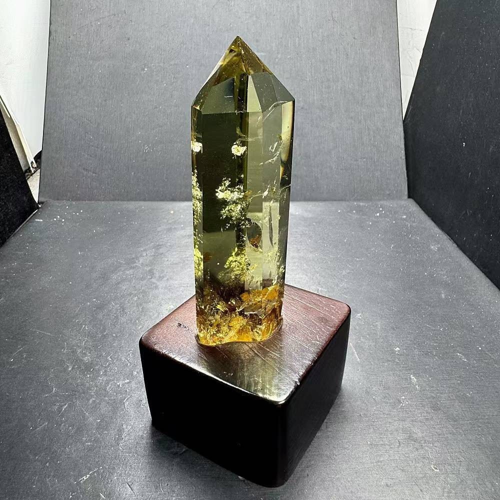 240g Natural Citrine Quartz Obelisk Energy Crystal Tower Point Reiki+Stand