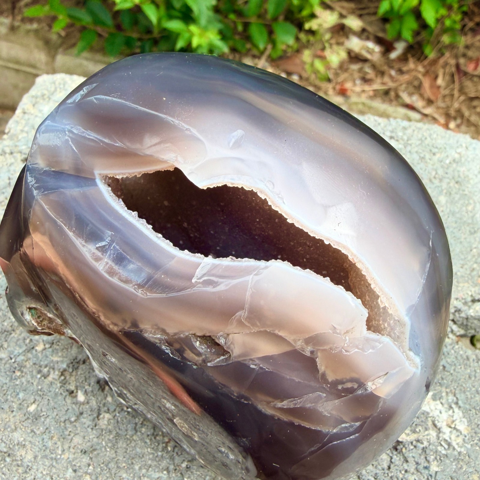 2.36lb Amethyst agate crystal cave skull, Rare hand carved skull specimen