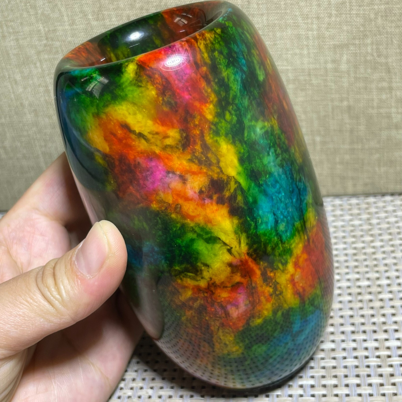 “Seven Colors Jade” vase specimen Penholder -Taiwan China 128mm A5