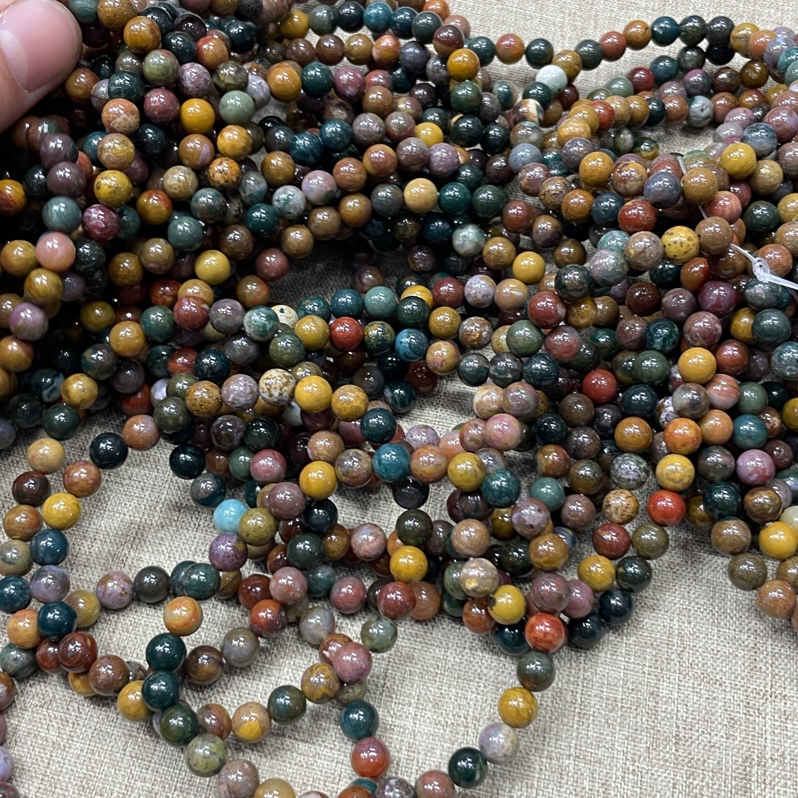 Wholesale 1 Pcs Polychrome Jasper stone ball beads 6mm crystal Stretch Bracelet