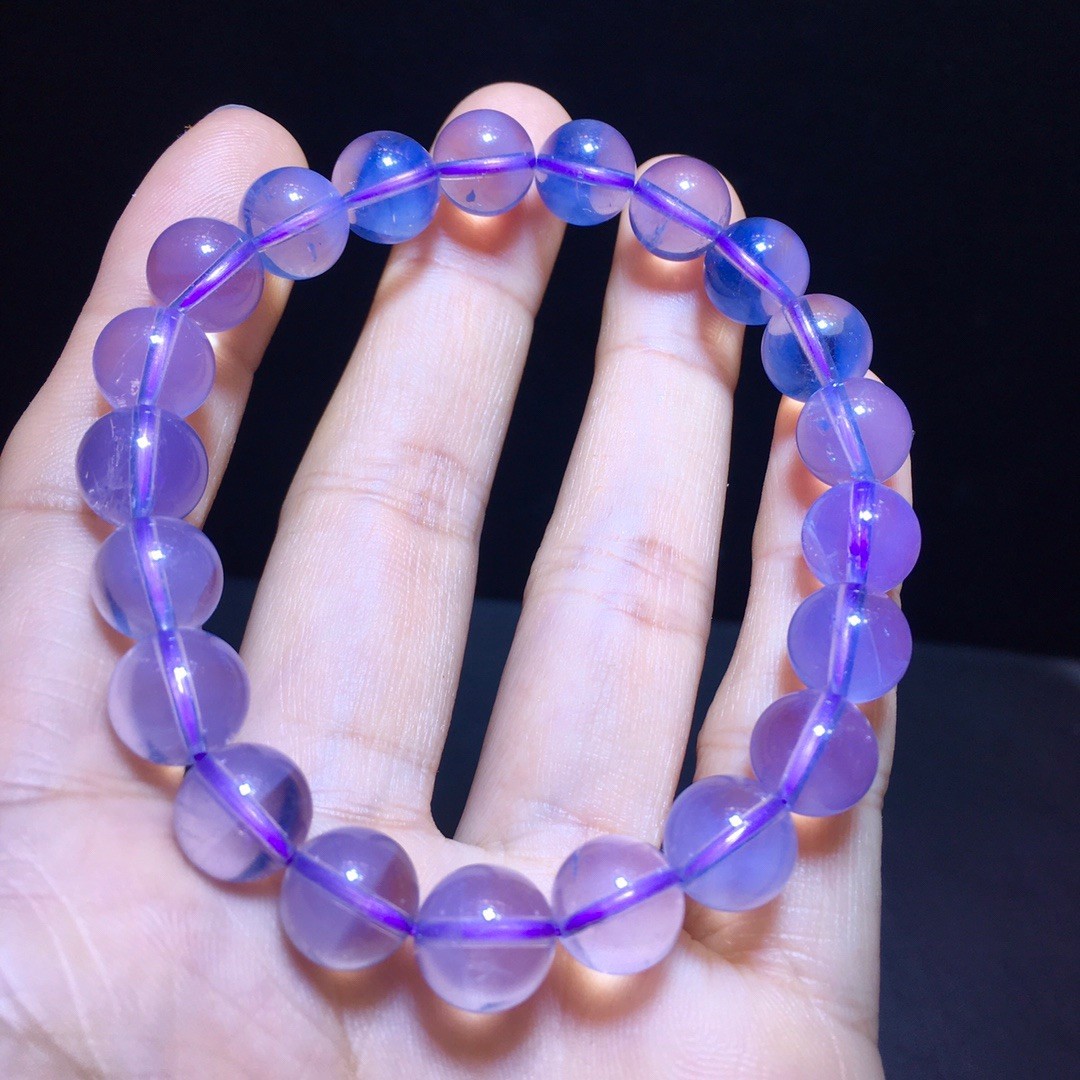 Natural amethyst, lilac and purple cream through-body bracelet
