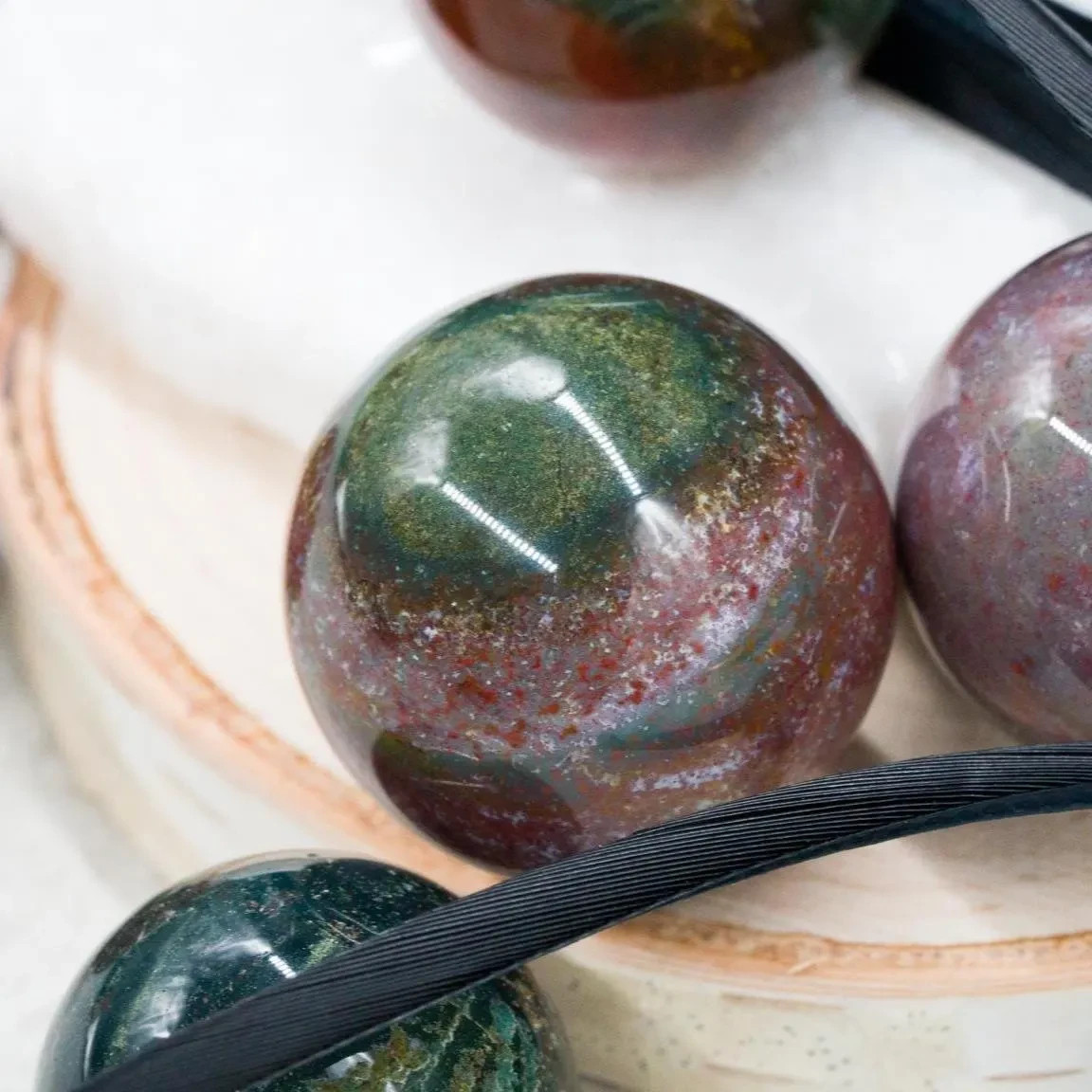 Natural Ocean Jasper Crystal Sphere Spiritual Healing Protection Gemstone Ball