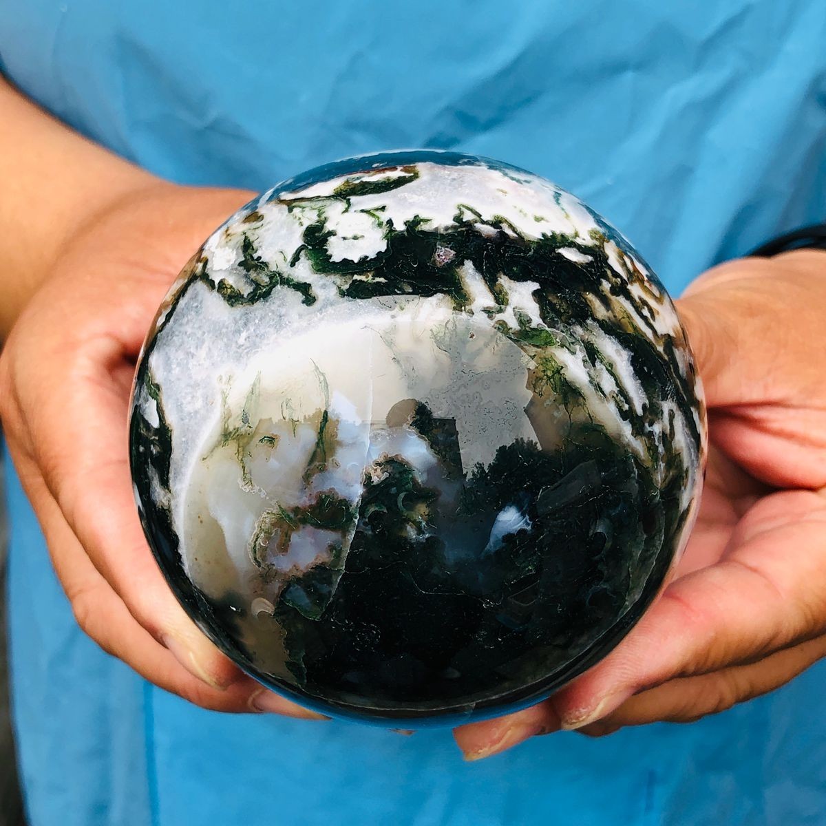 3pcs 5.58LB Natural Water Grass Agate Ball Quartz Crystal Ball Healing 2112