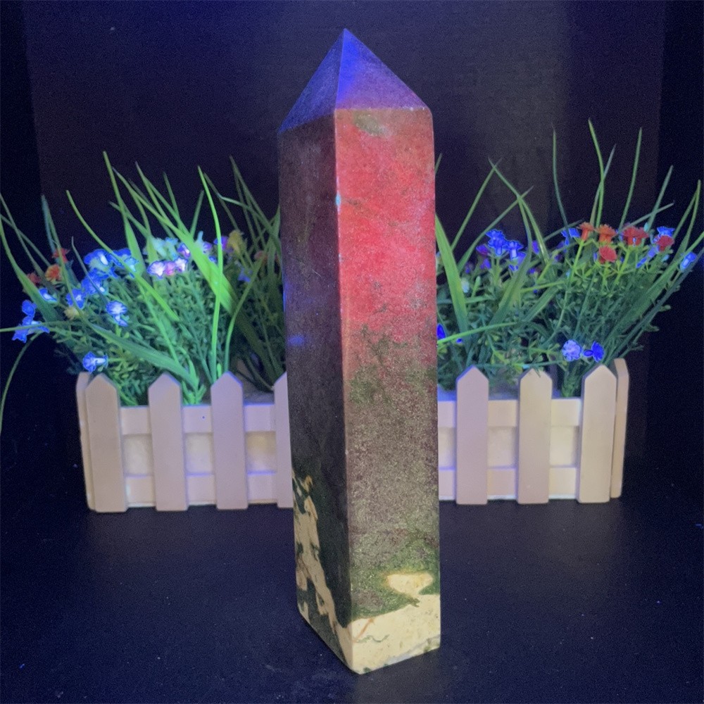 2.6LB 8.8″ Natural Ruby In Fuchsite Obelisk Tower Crystal Reiki Gift UV Heal