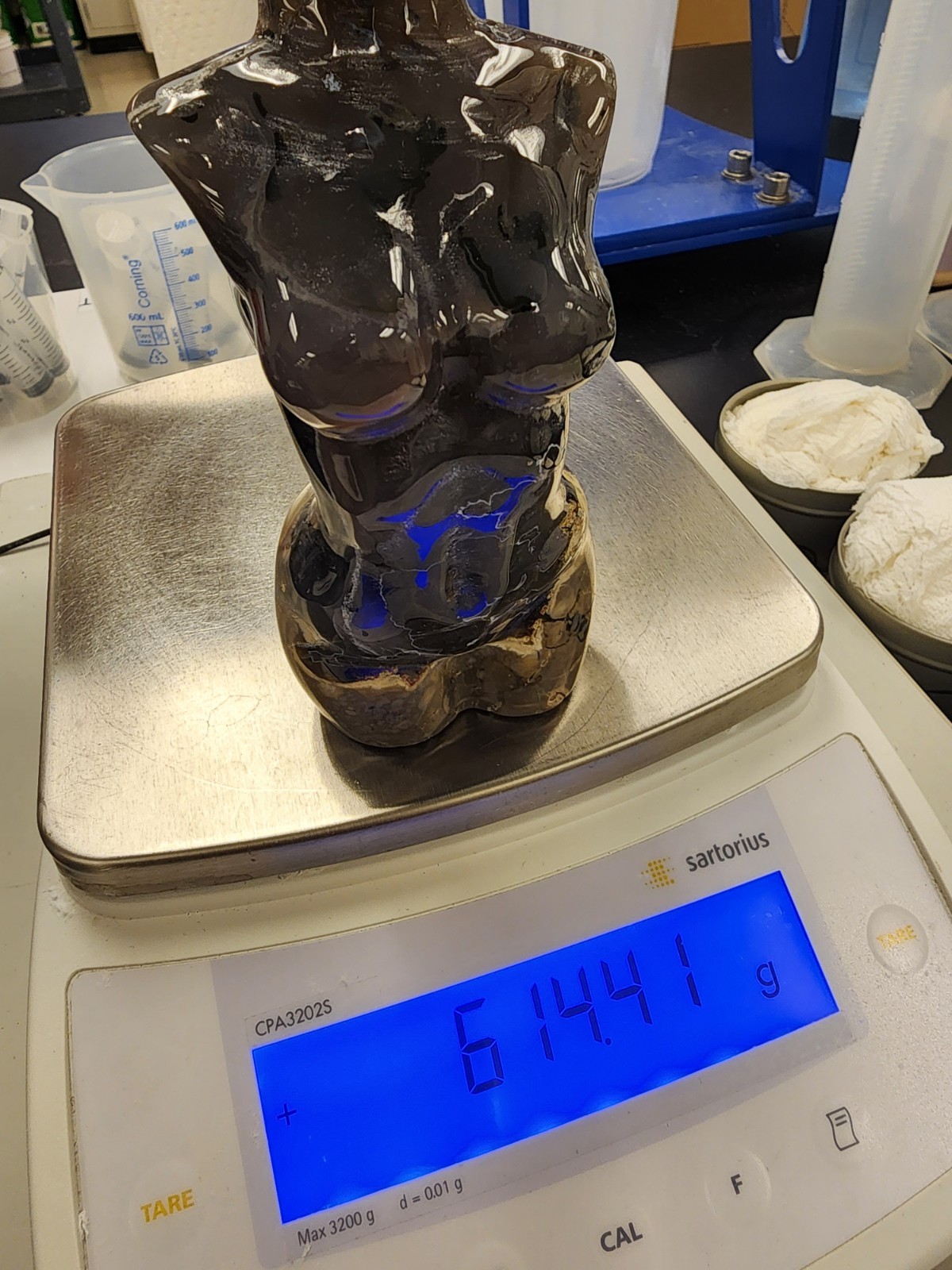Large 614g Volcano Agate Female Torso UV Reactive Crystal Sculpture Hand Carved