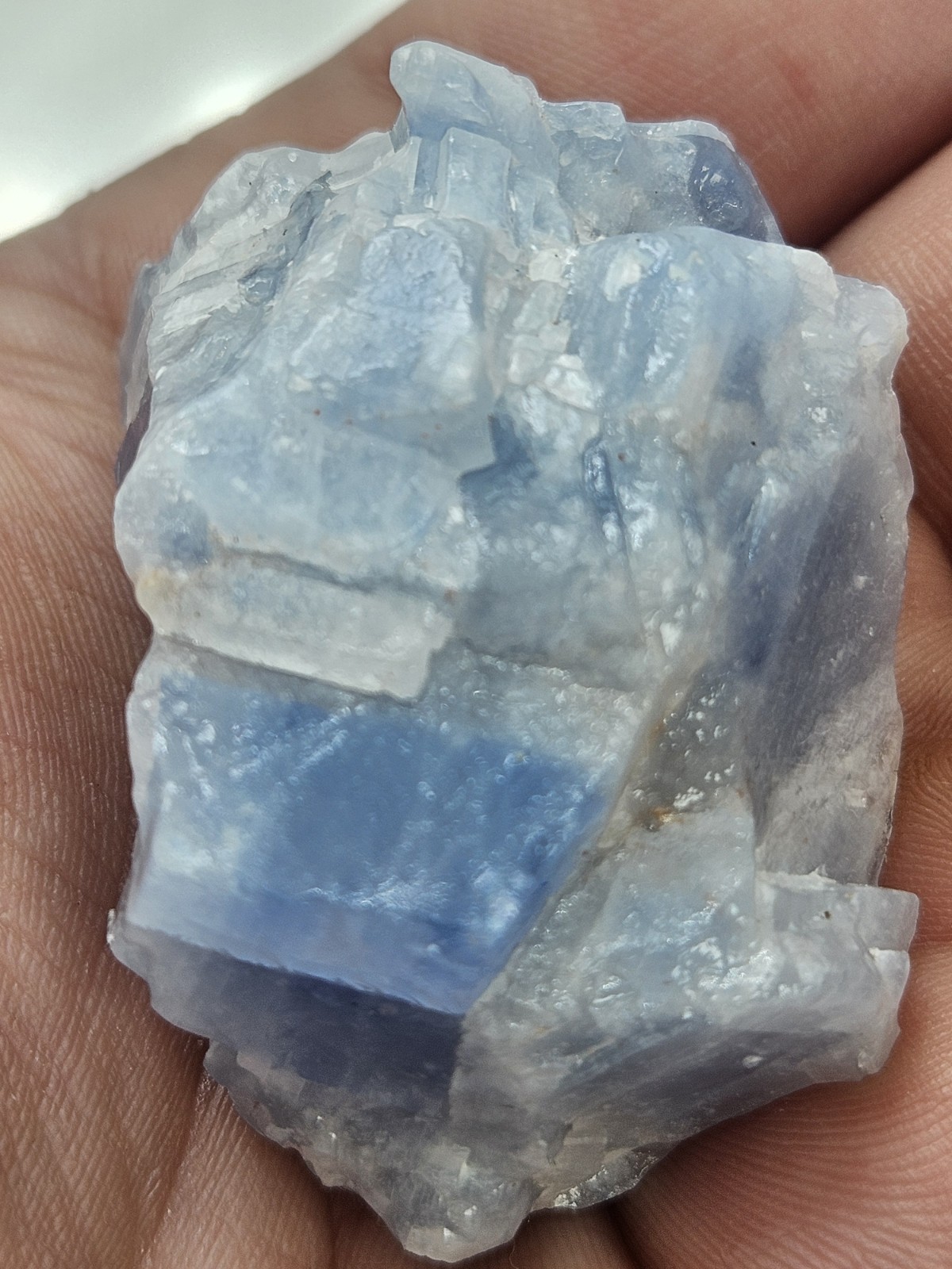 Natural Blue Calcite Raw Stone – Large Unpolished Sky Blue Crystal Chunk