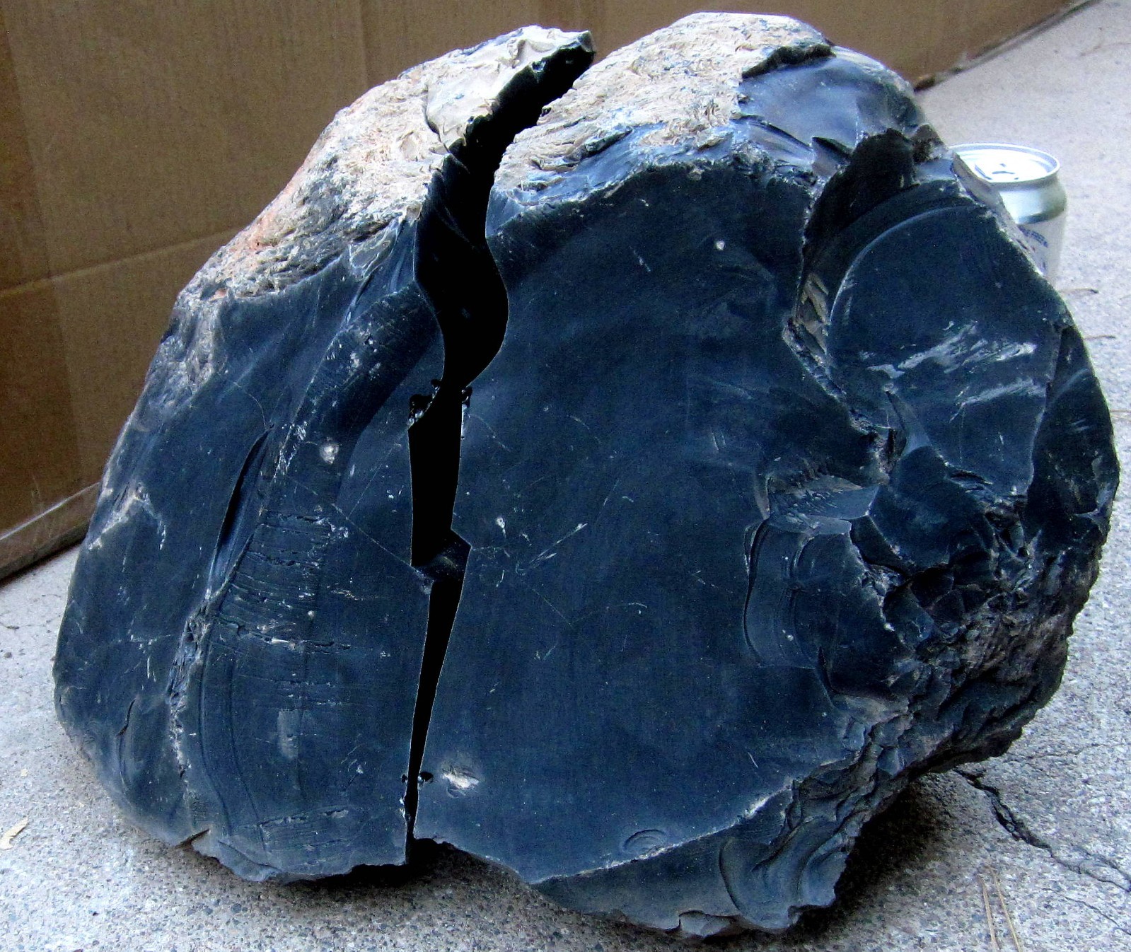 BLACK GLASS OBSIDIAN 42 LBS TOTAL 1 LG ROCK THAT SPLIT IN 2 PC NATURAL RAW ROUGH