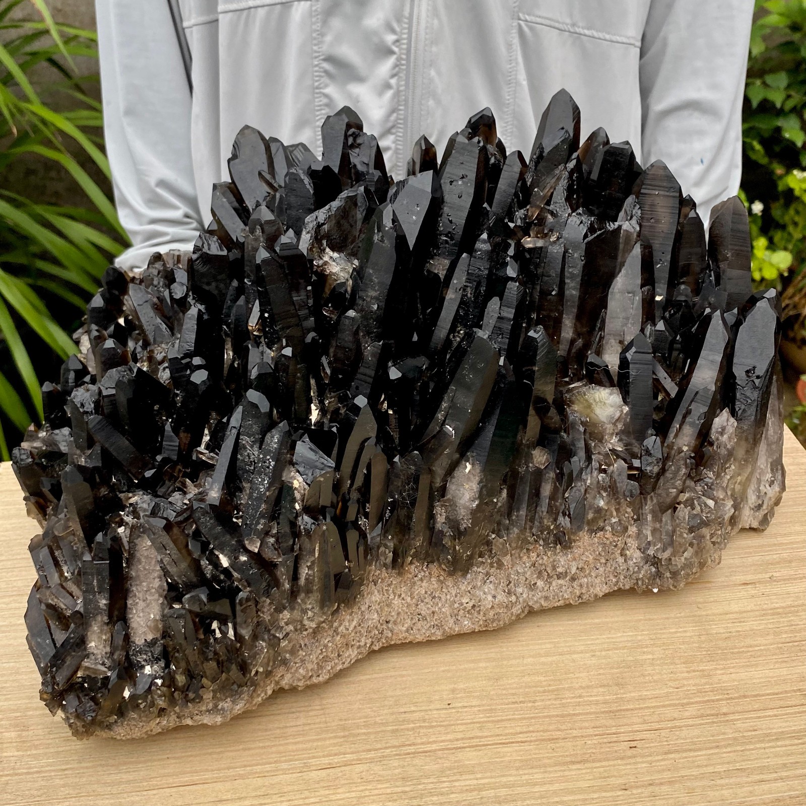 36.7LB Large Natural Smoky Black Quartz Cluster Crystal Specimen Healing