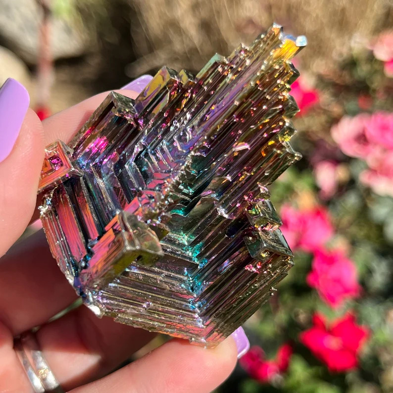 Natural Raw Rough Rainbow Bismuth Titanium Cluster Specimen Mineral Home Decor