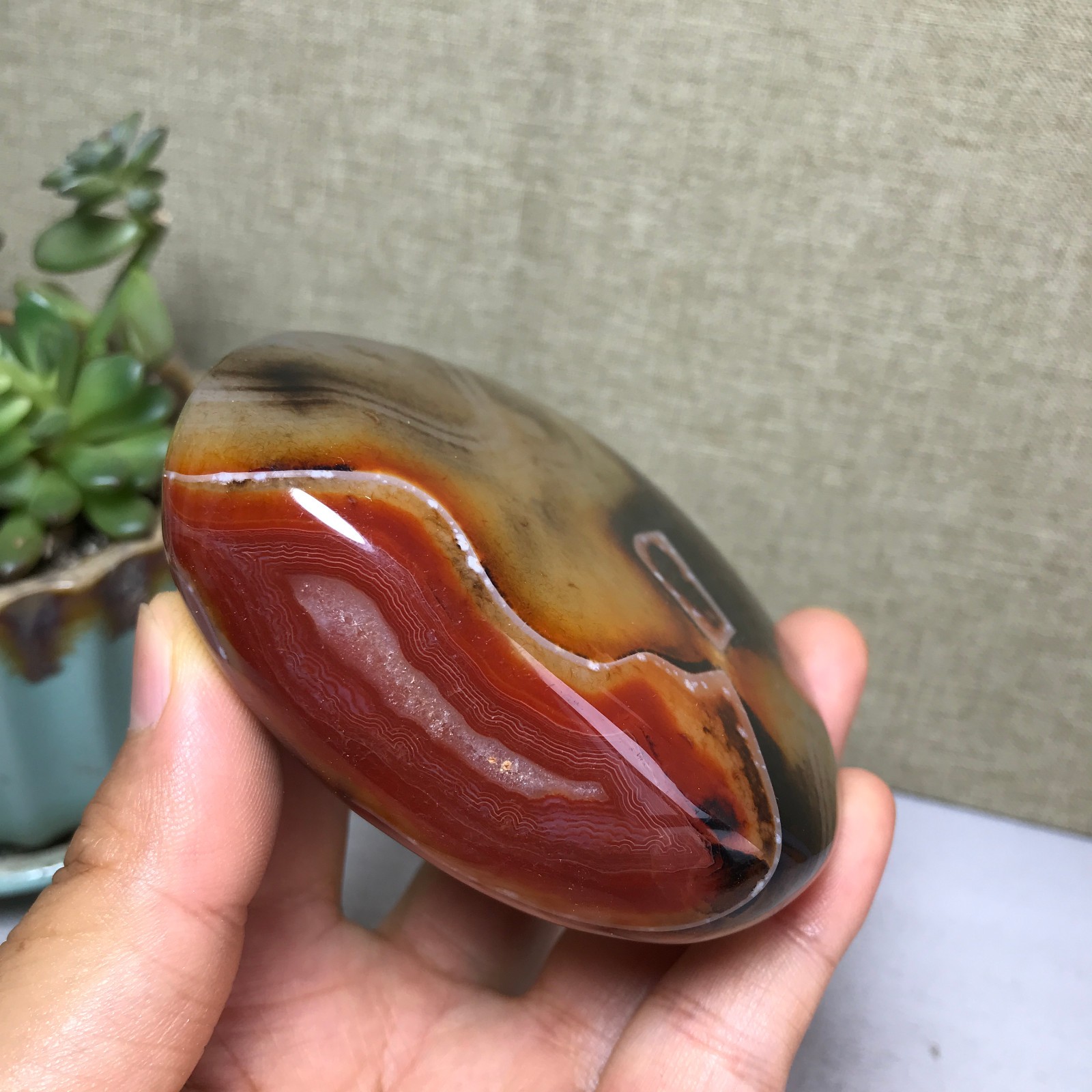 85mm Crazy Lace SILK Banded Agate Polished Crystal Specimen Tumbled 318g A5254